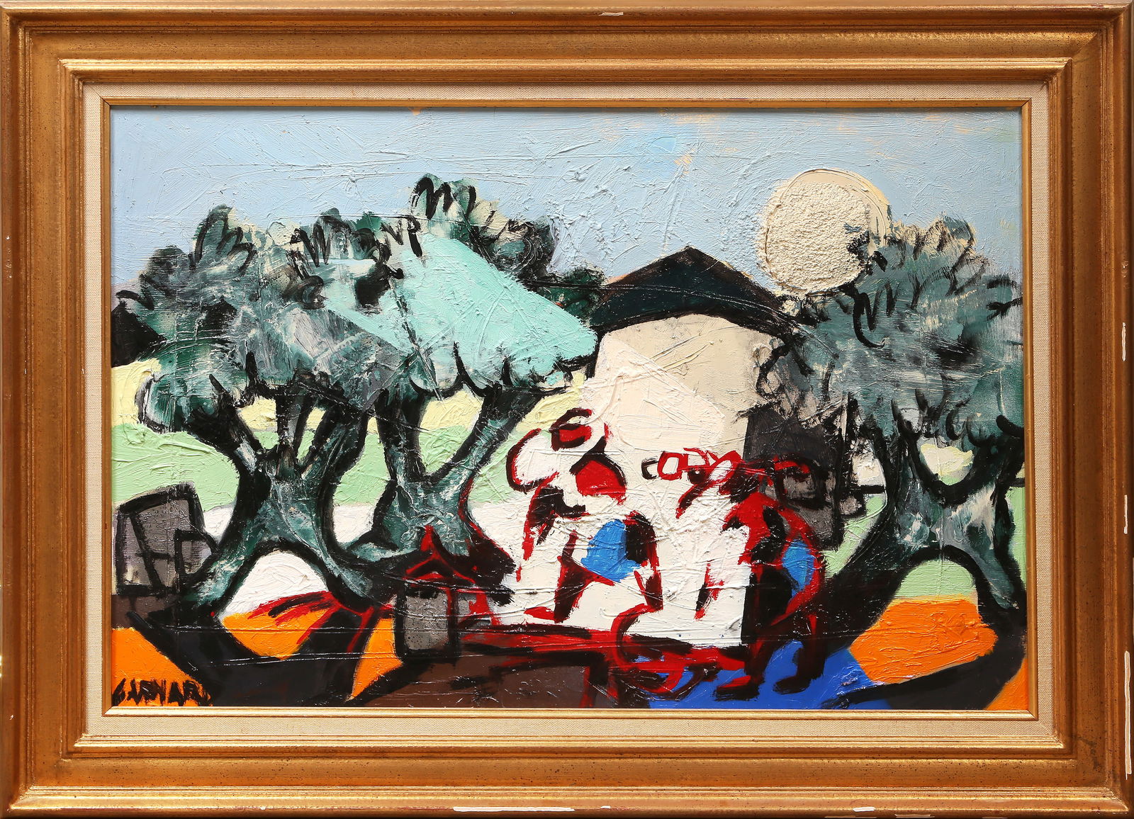 Claude Venard, Le Soleil Blanc, Oil Painting: Artist: Claude Venard, French (1913 - 1999) Title: Le Soleil Blanc Year: circa 1970 Medium: Oil and Sand on Canvas, signed lower left and titled on verso Size: 20 x 28.75 in. (50.8 x 73.03 cm) Frame