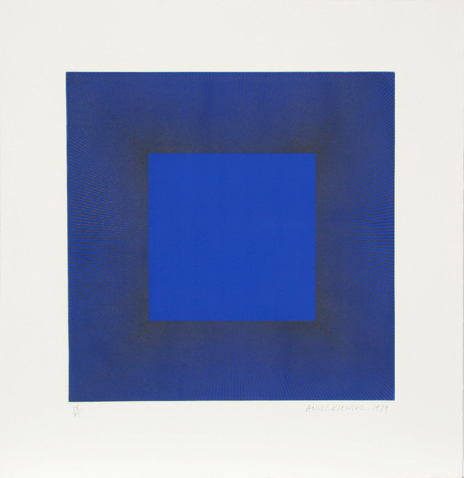 Richard Anuszkiewicz, Midnight Suite, Intaglio Etching with Aquatint: Artist: Richard Anuszkiewicz, American (1930 - 2020) Title: Midnight Suite (Blue with Black) Year: 1979 Medium: Intaglio Etching with Aquatint on Somerset, signed and numbered in pencil Edition: 95