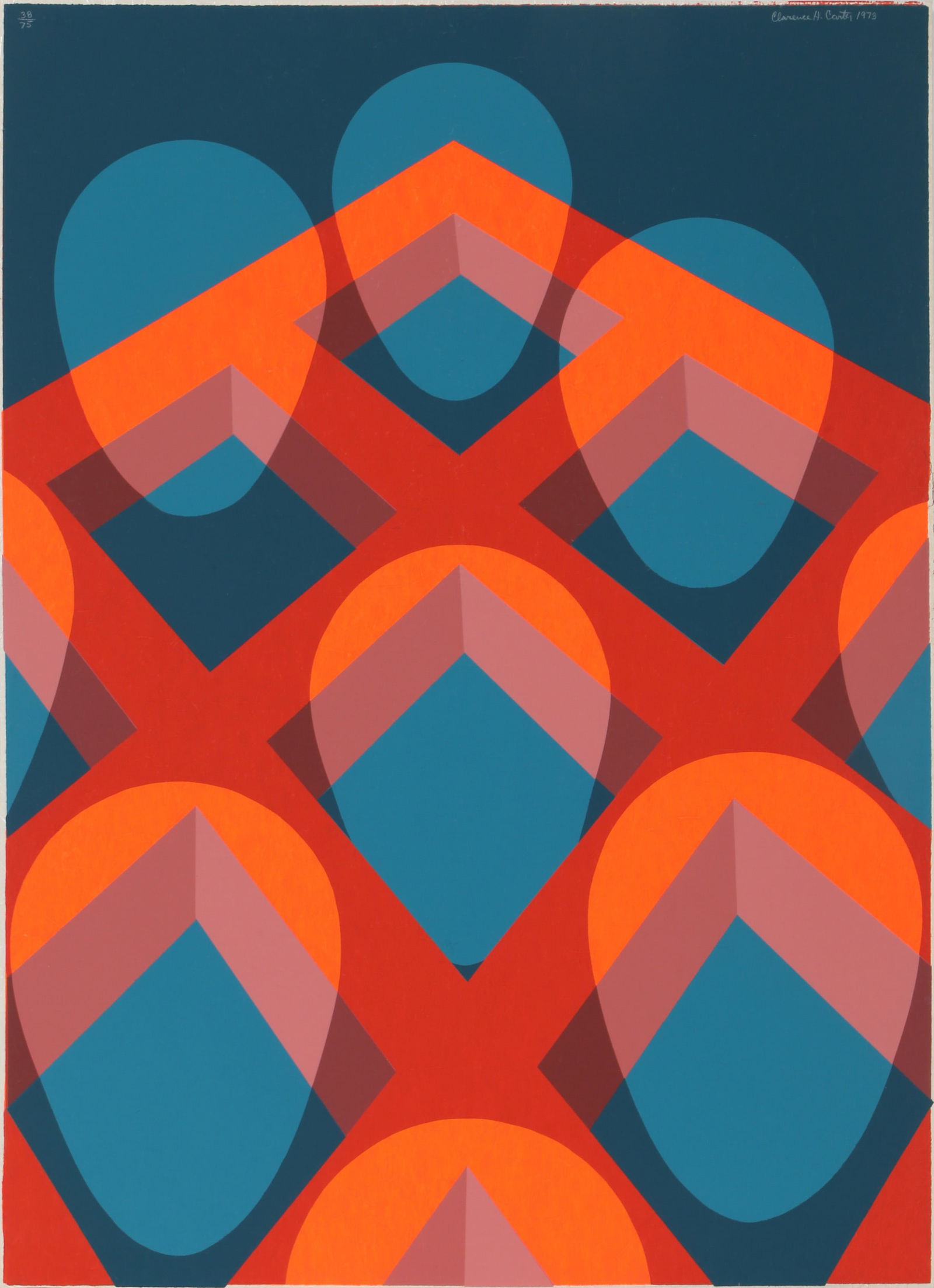 Clarence Holbrook Carter, Mandalas, Screenprint: Artist: Clarence Holbrook Carter, American (1904 - 2000) Title: Untitled (Mandalas) Year: 1973 Medium: Screenprint on Scintilla Paper, Signed and numbered in pencil Edition: 75 Size: 30 in. x 22 in.