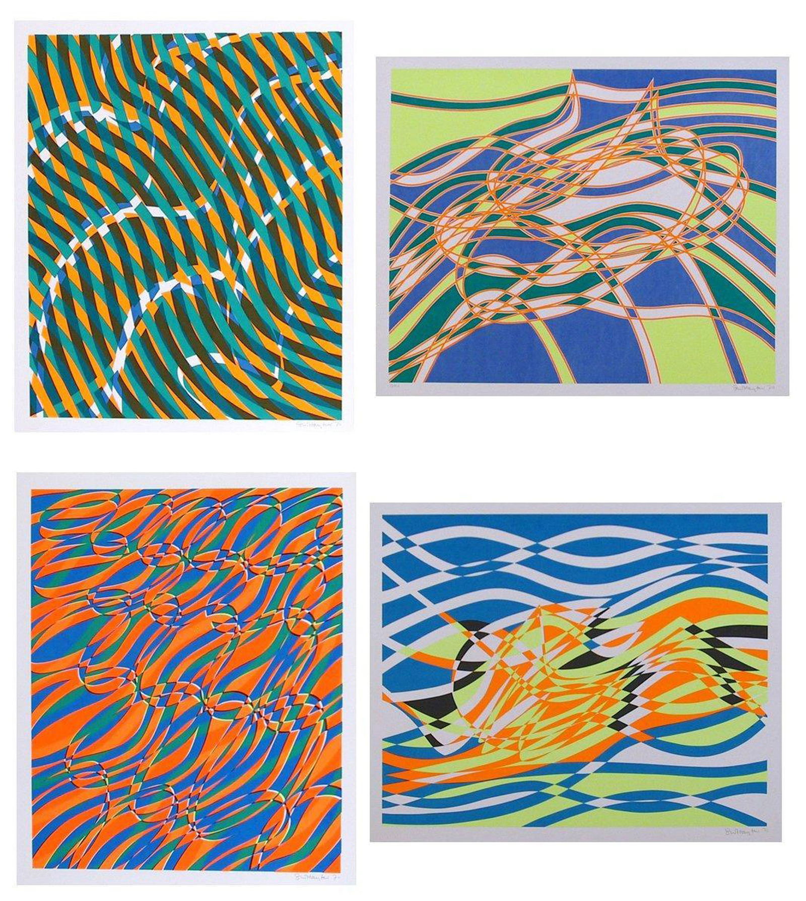 Stanley William Hayter, The Aquarius Suite, Four Screenprints: Artist: Stanley William Hayter, British (1901 - 1988) Title: The Aquarius Suite Year: 1970 Medium: Suite of Four Screenprints, Each signed and numbered in pencil Edition: 150; XXX Image Size: 21 x 17