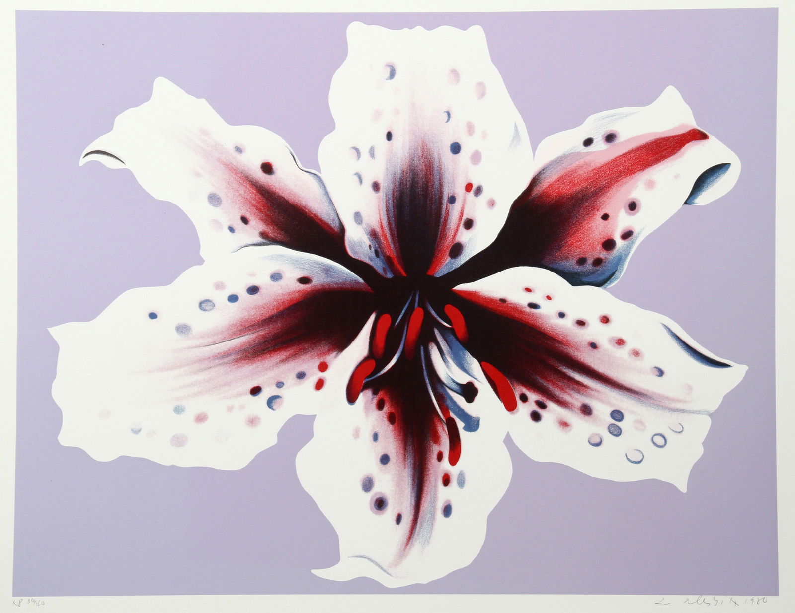 Lowell Blair Nesbitt, Lilium, Screenprint: Artist: Lowell Blair Nesbitt, American (1933 - 1993) Title: Lilium Year: Circa 1980 Medium: Screenprint, signed and numbered in pencil Edition: 200 Image Size: 30 x 39 inches Size: 37 x 45 in. (93.98