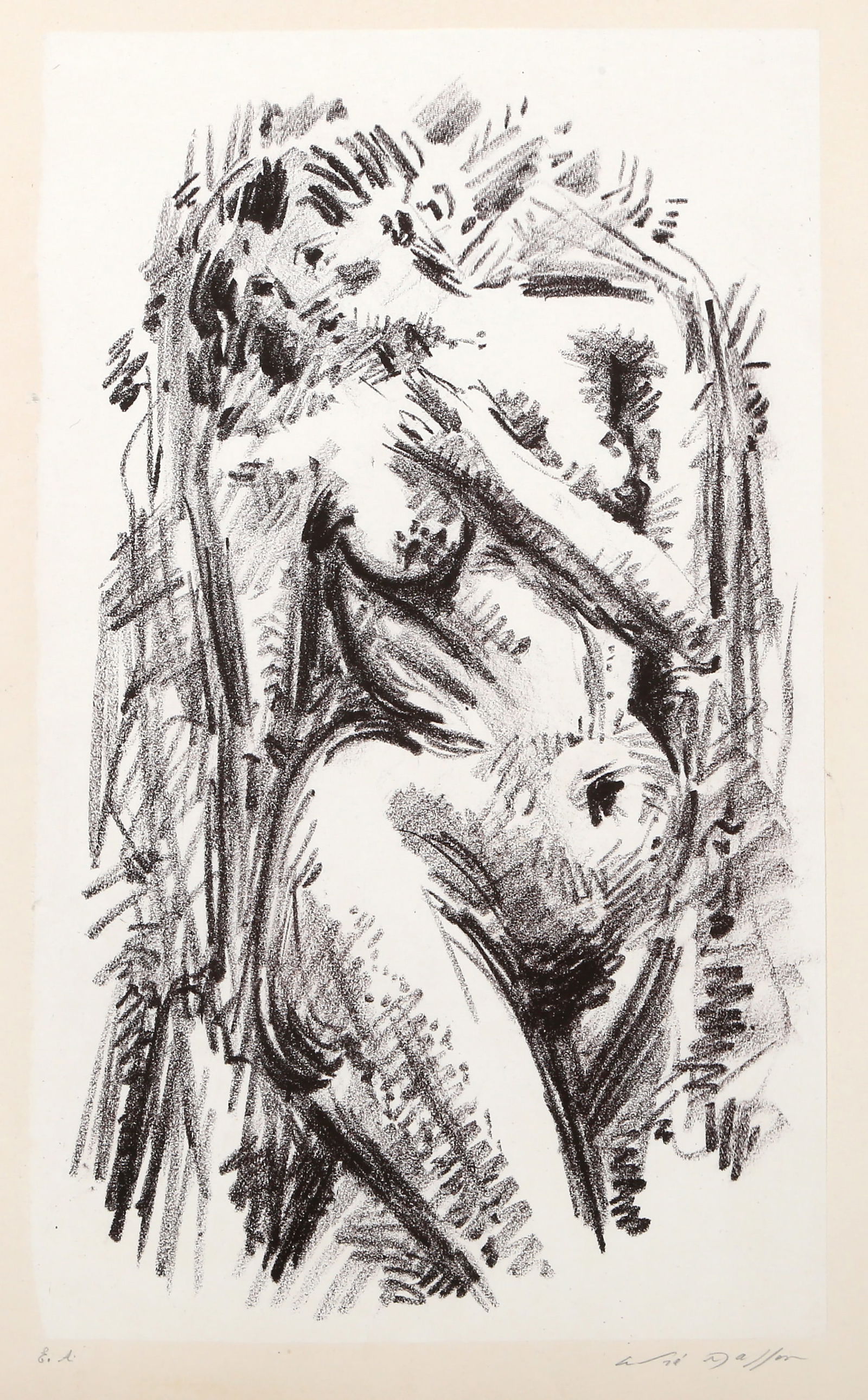 Andre Masson, Femme nue, Lithograph: Artist: Andre Masson, French (1896 - 1987) Title: Femme nue Year: 1950 Medium: Lithograph and Chine Colle on Arches, signed and numbered in pencil Edition: EA Image Size: 16.25 x 9.5 inches Size: