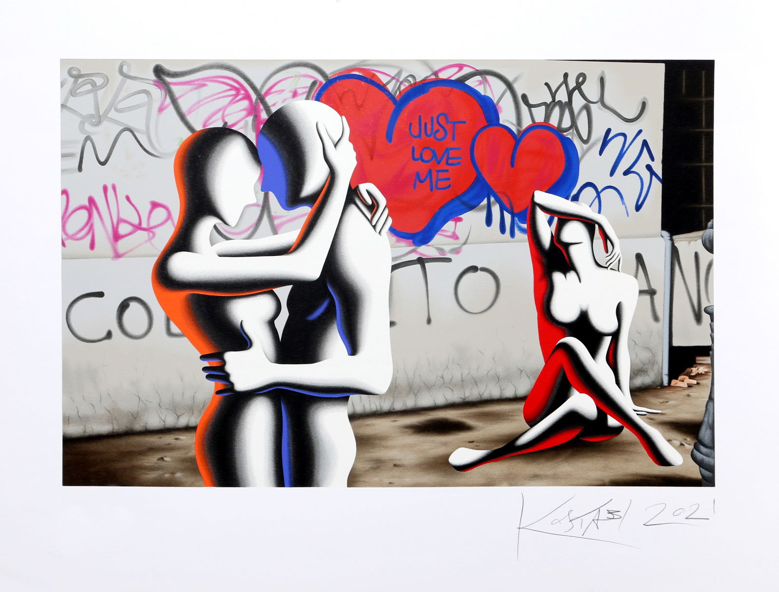 Mark Kostabi, Just Love Me, Screenprint (1 of 3)