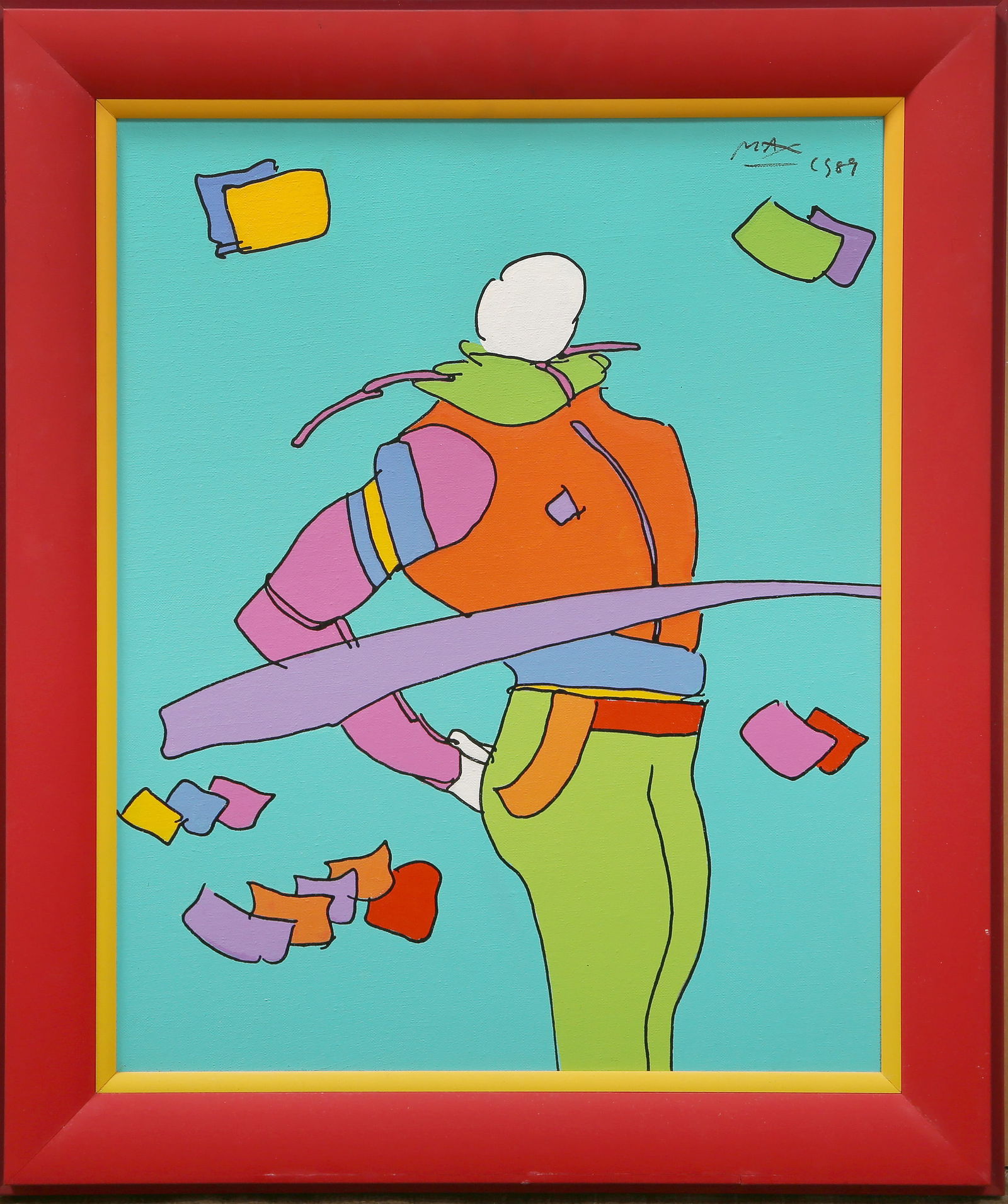 Peter Max, Running Man, Acrylic Painting (1 of 5)
