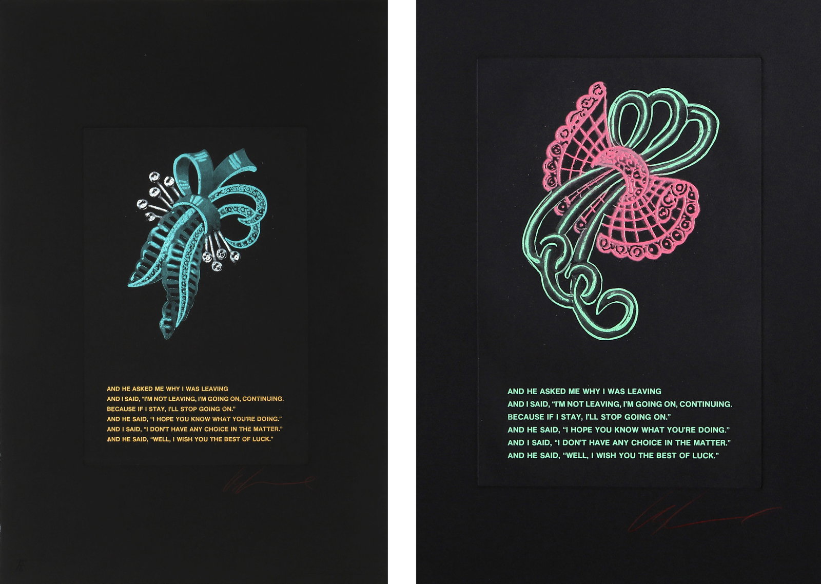 Les Levine, Two Etchings from the Diamond Brooch Series: Artist: Les Levine, Irish/American (1935 - ) Title: Diamond Brooch Series 2 and 6 Year: circa 1979 Medium: Two Color Etchings, Each signed and Numbered in pencil Edition: 100 Image Size: 18 x 11.5 inc