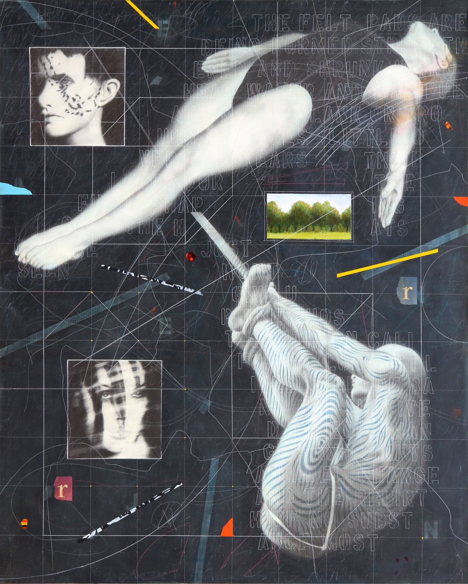 Joseph Piccillo, High Divers, Oil and Chalk Painting (1 of 2)