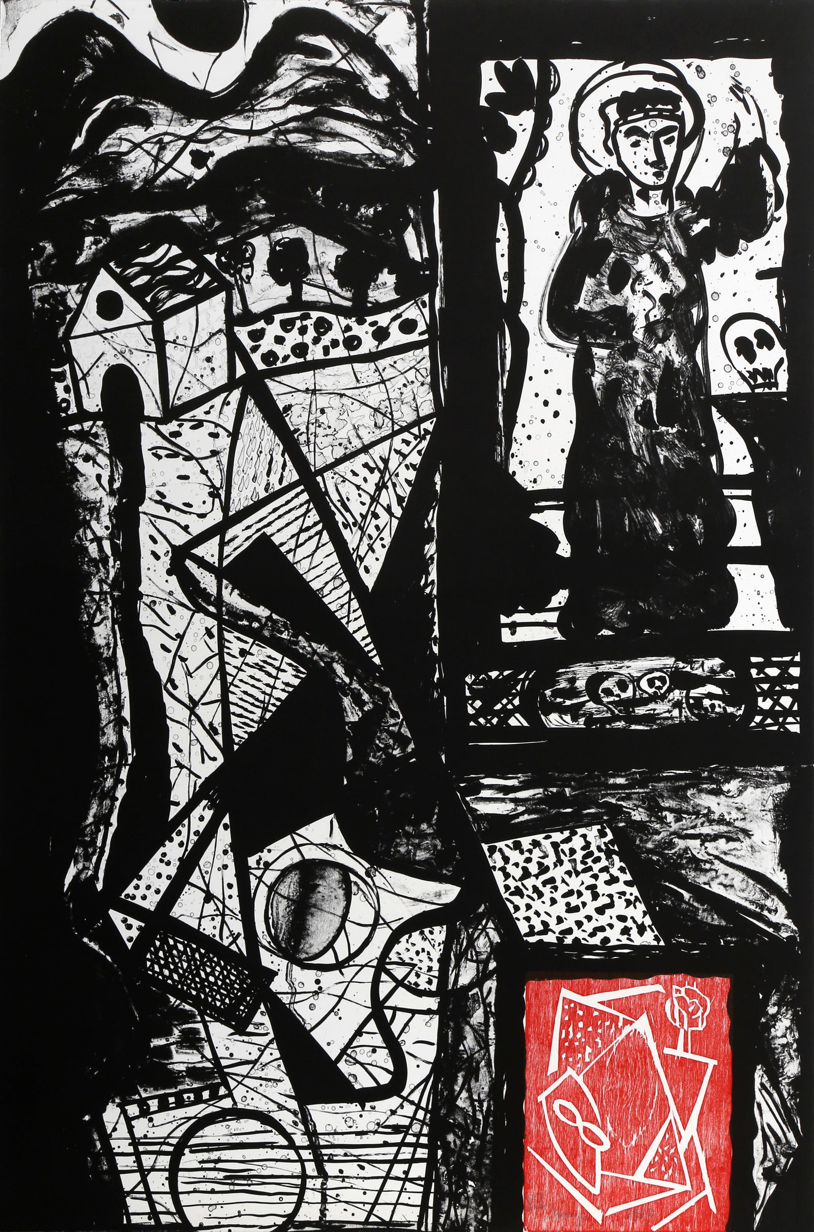 Italo Scanga, Female Saint, Lithograph and Woodcut (1 of 3)