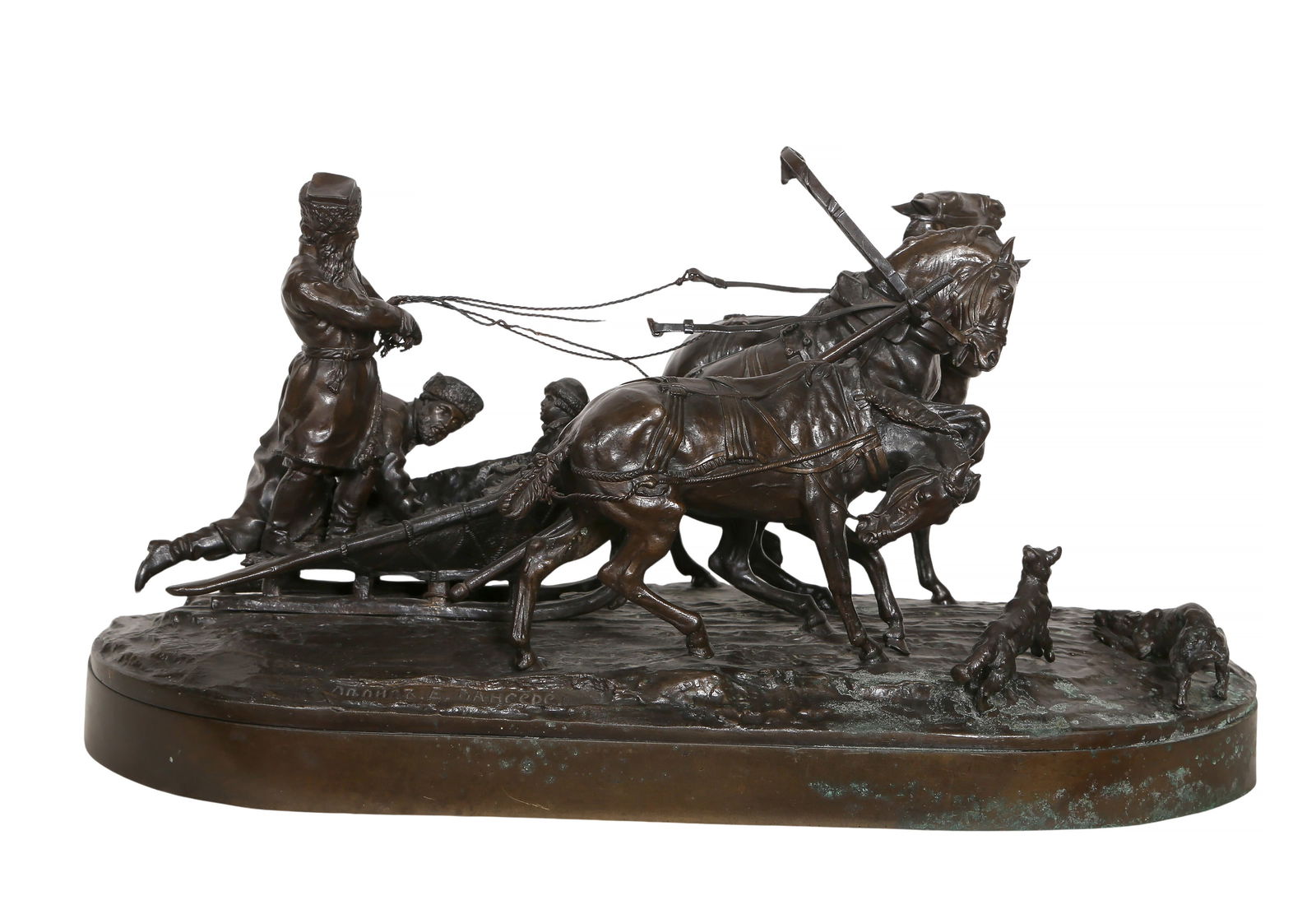 Eugene Lanceray, Troika, Bronze Sculpture (1 of 12)