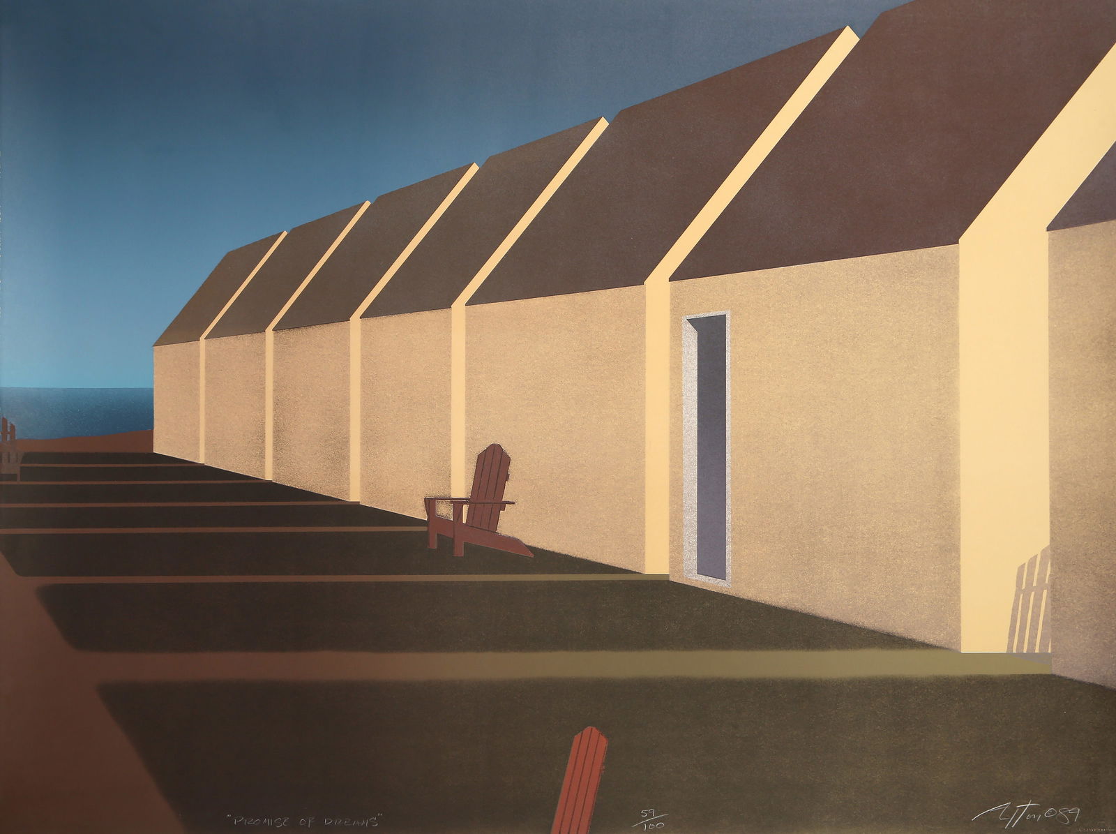 John Axton, Promise of Dreams, Lithograph: Artist: John Axton, American (1947 - ) Title: Promise of Dreams Year: 1989 Medium: Lithograph on BFK Rives, signed, titled, numbered and dated in pencil Edition: 59/100 Size: 29.75 x 39.5 in. (75.57 x