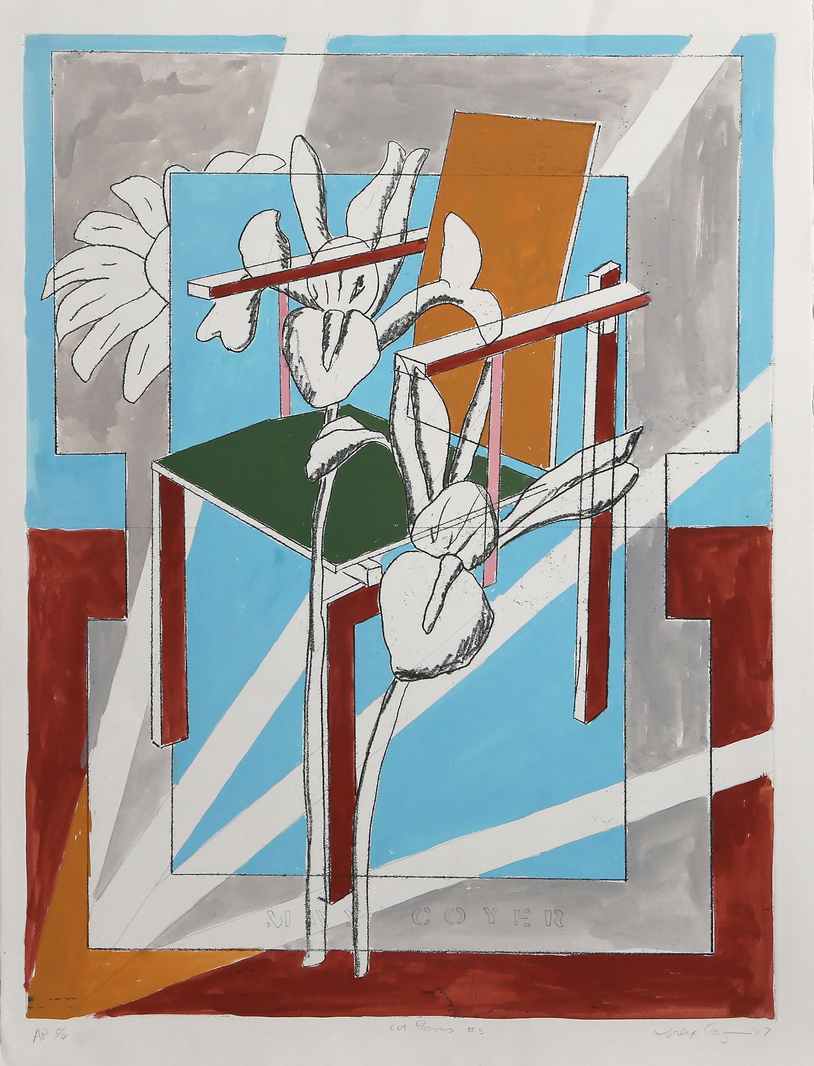 Max Coyer, Cut Flowers #3, Hand-Colored Etching (1 of 5)