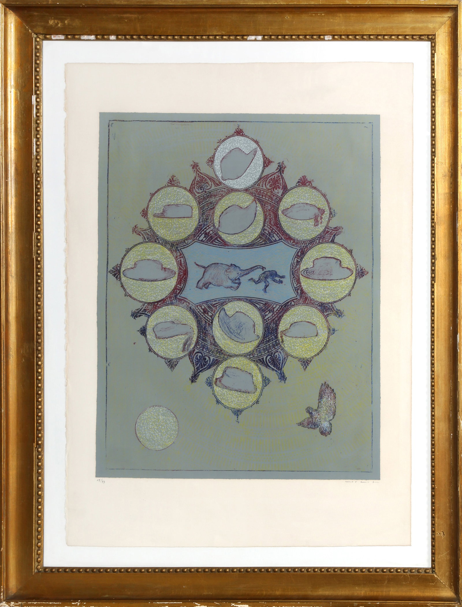 Max Ernst, Monkey Pursued by an Elephant for a Flight of Hat, Lithograph (1 of 5)