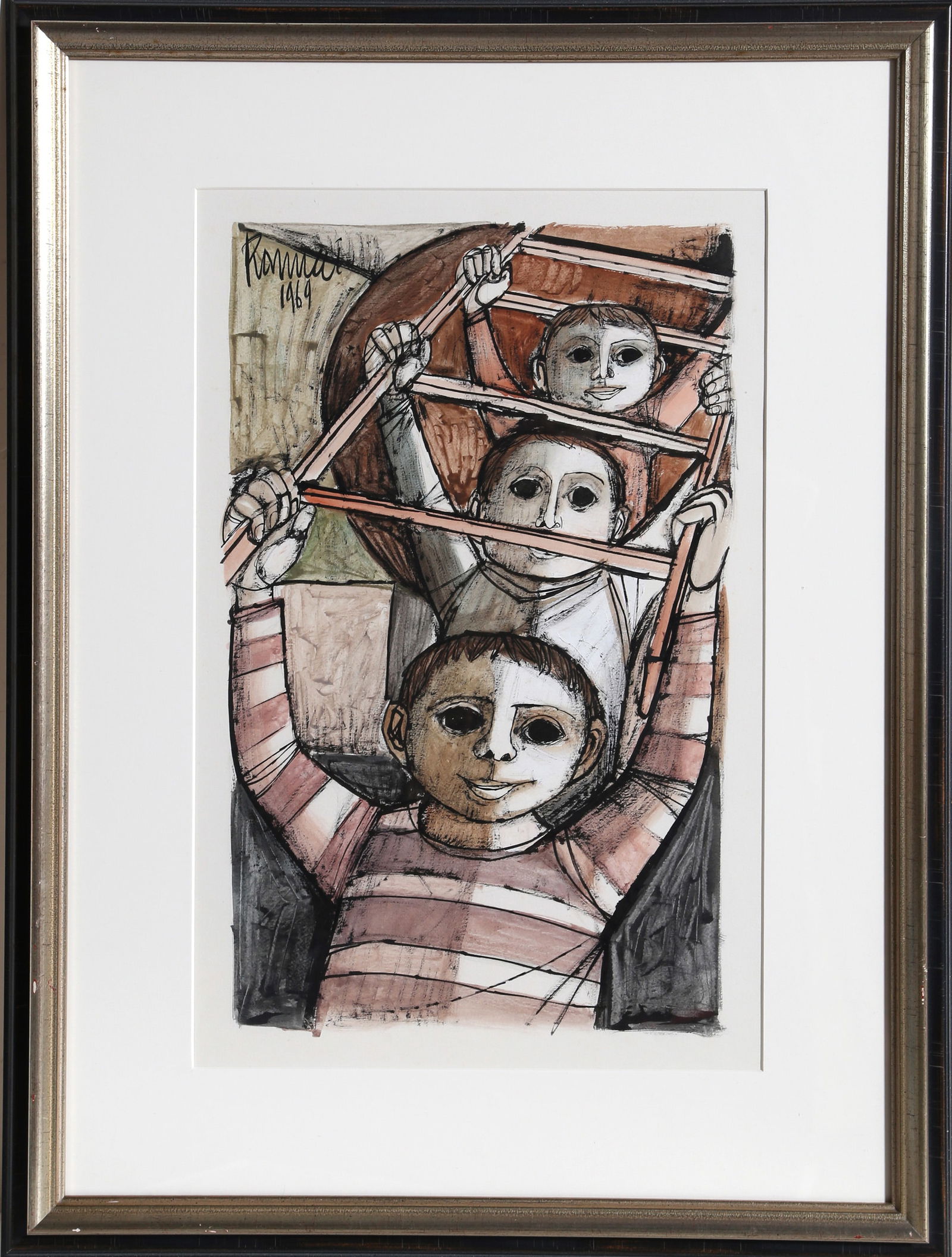 Lucio Ranucci, Three Boys, Gouache Painting (1 of 1)