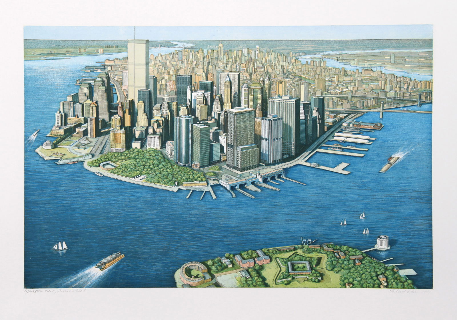 Richard Haas, Manhattan View from Governor's Island, Etching (1 of 3)