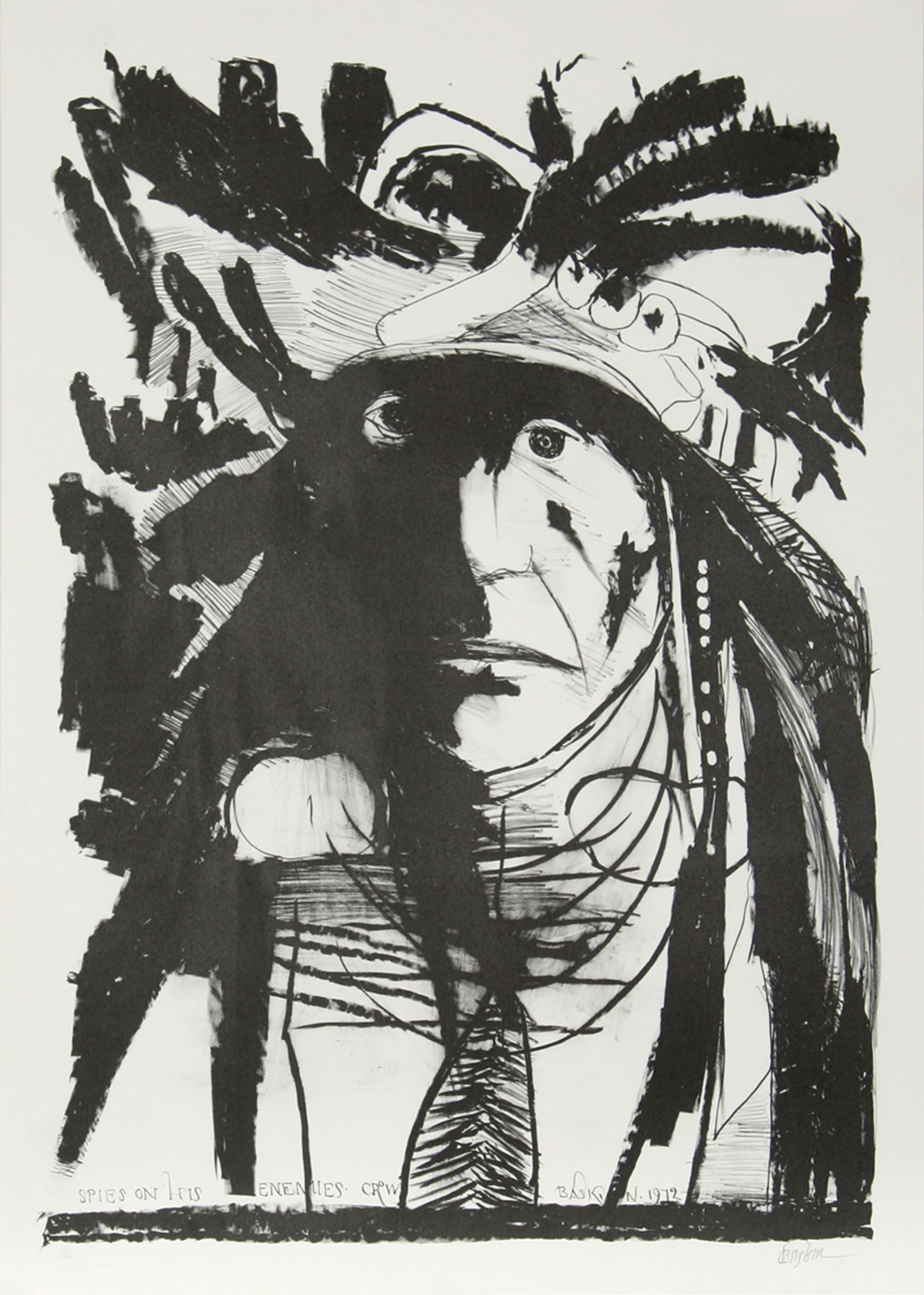 Leonard Baskin, Spies on his Enemies - Crow, Lithograph (1 of 2)