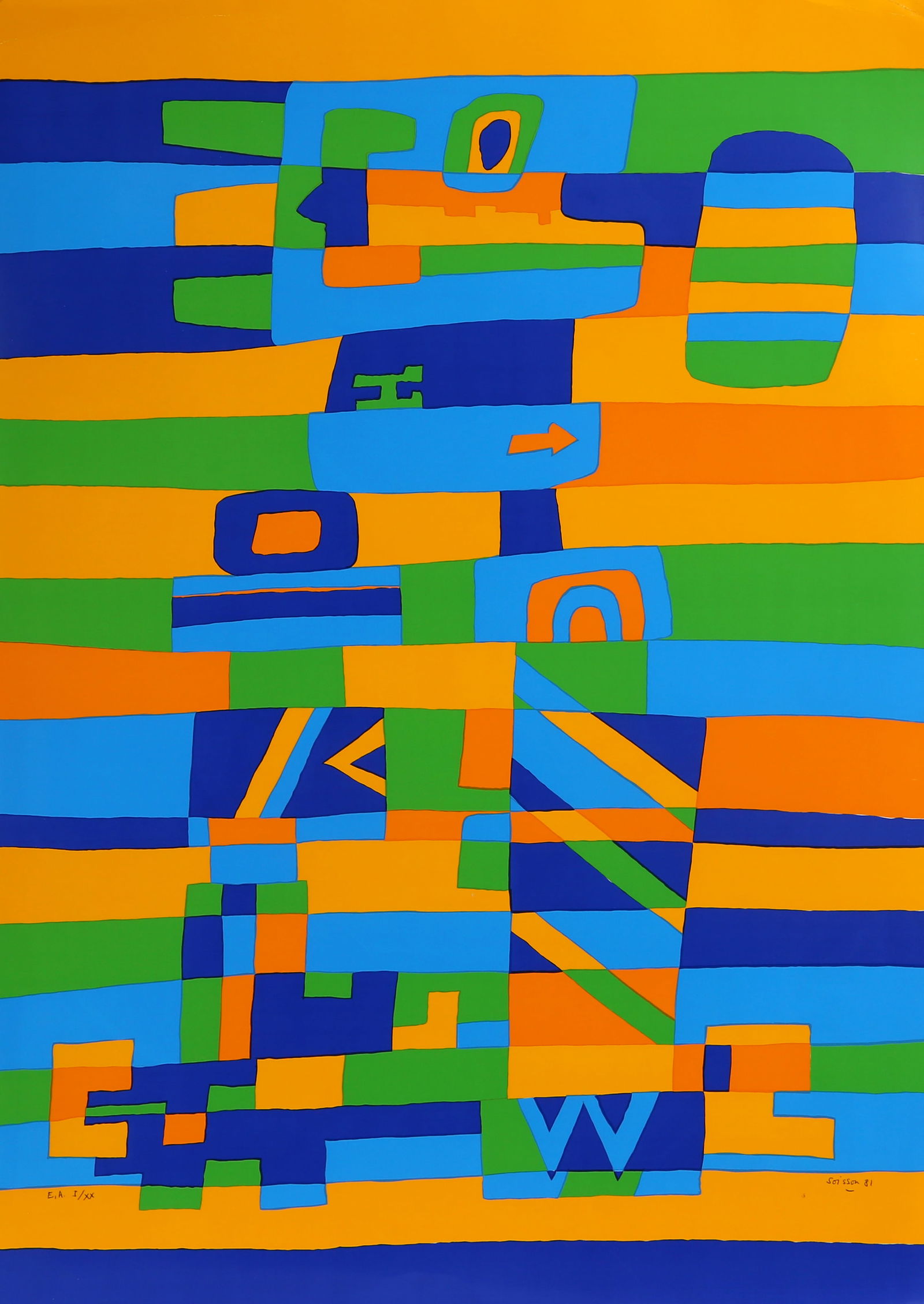 Jacques Soisson, Tete Flame, Screenprint (1 of 4)