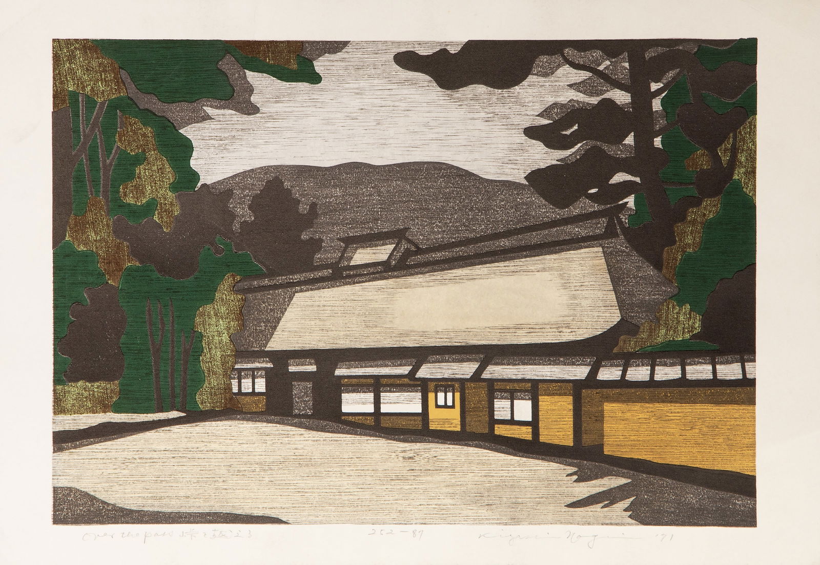 Hiroyuki Tajima, Old Farm House, Woodblock: Artist: Hiroyuki Tajima, Japanese (1911 "? 1984) Title: Old Farm House Year: 1971 Medium: Woodblock, signed, numbered and dated in pencil Edition: 87/252 Image Size: 10 x 14.5 inches Size: 12 x 17.25