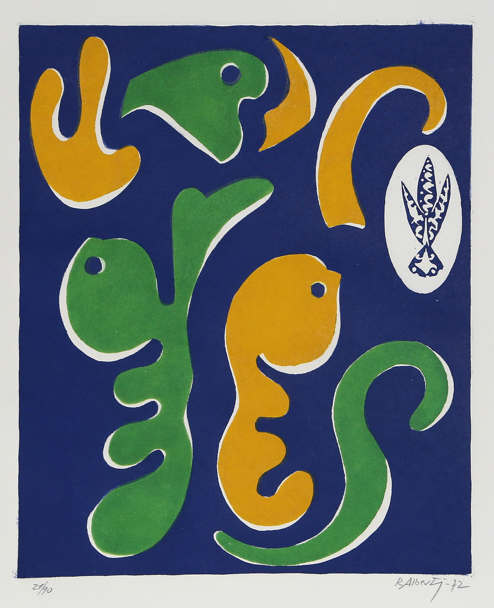 Rafael Alberti, La Donna Lucertola, Aquatint Etching: Artist: Rafael Alberti, Spanish (1902 "? 1999) Title: La Donna Lucertola Year: 1971 Medium: Aquatint Etching, signed, numbered and dated in pencil Edition: 21/90 Image Size: 13.25 x 11 inches Size: 21