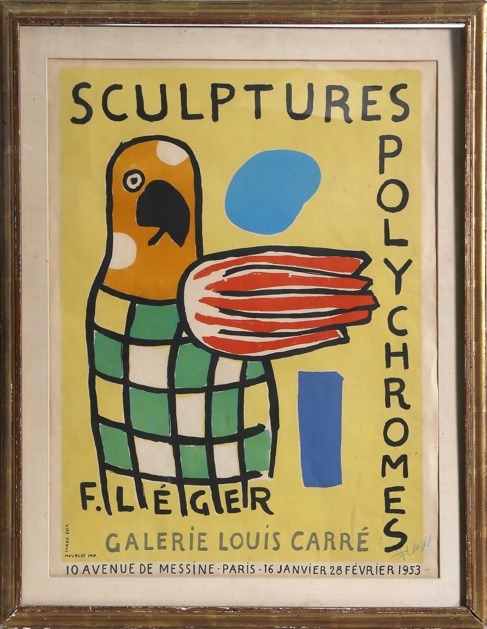 Fernand Leger, Sculptures Polychromes at Galerie Louis Carres, Lithograph Poster: Artist: Fernand Leger, French (1881 - 1955) Title: Sculptures Polychromes at Galerie Louis Carres Year: 1953 Medium: Lithograph Poster, signed in pencil lower right Size: 24 x 18.5 x 23.5 in. (60.96 x