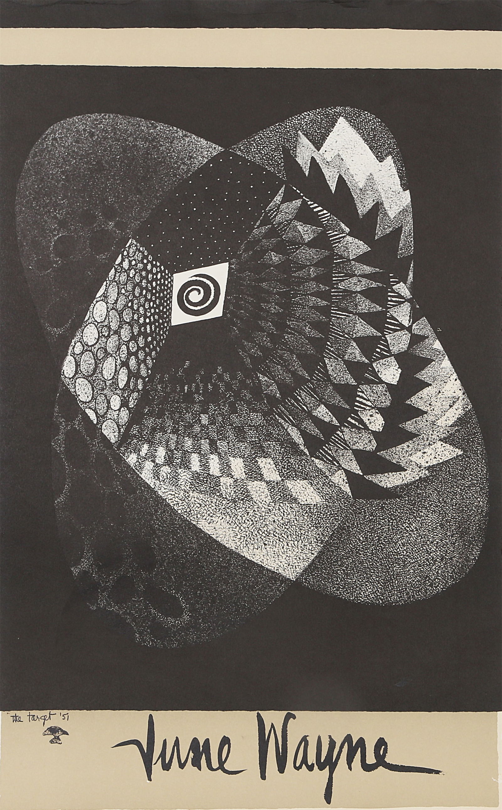 June Wayne, The Target, Lithograph Poster: Artist: June Wayne, American (1918 "? 2011) Title: The Target Year: 1951 Medium: Lithograph Poster Size: 31.5 x 19.5 in. (80.01 x 49.53 cm) Printer: Kristler, Lynton R Description: June Wayne revitali