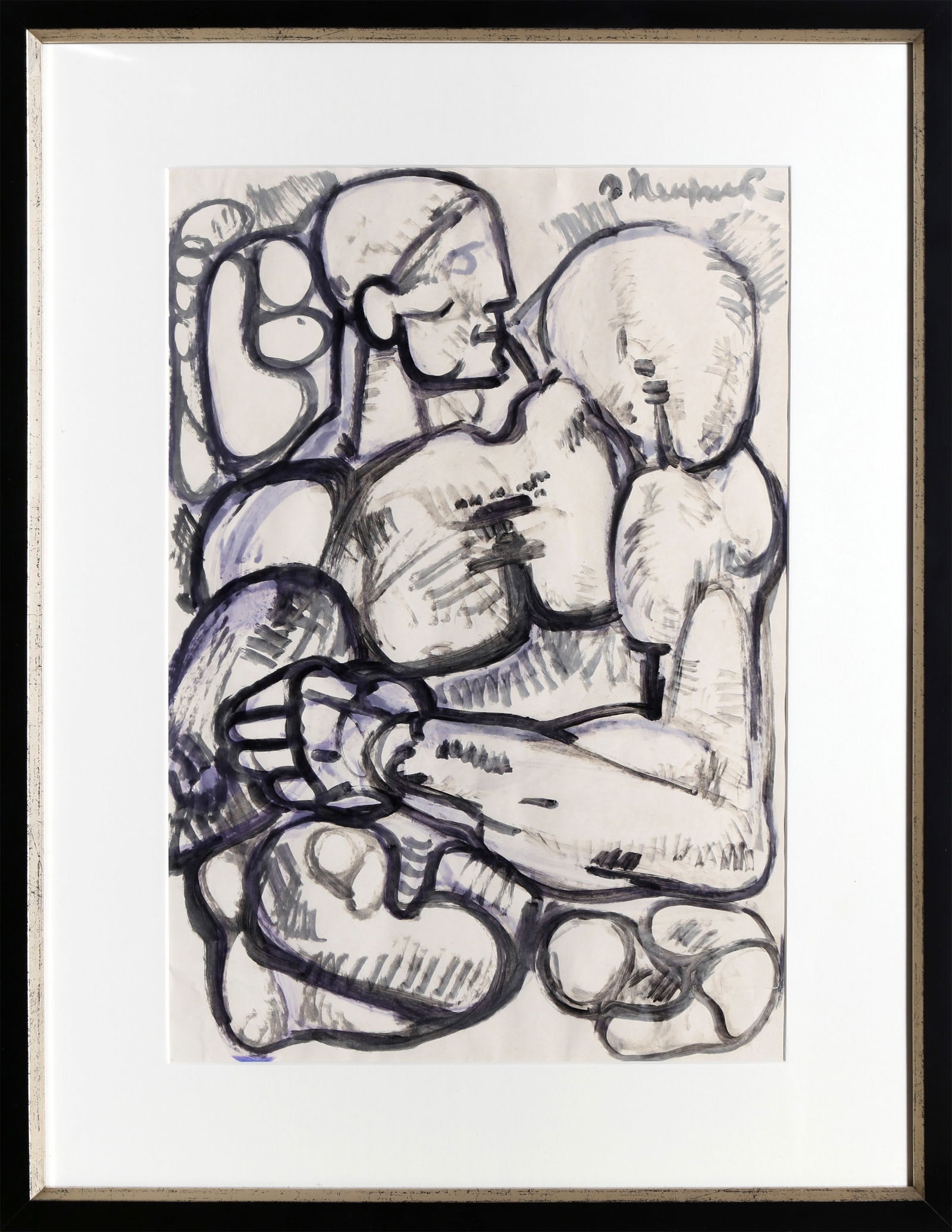 Ernst Neizvestny, Study For Sculpture, Ink & brush Drawing: Artist: Ernst Neizvestny, Russian (1926 - 2016) Title: Study For Sculpture Year: circa 1980 Medium: Ink and brush on paper, signed upper right Size: 17.5 x 12 in. (44.45 x 30.48 cm) Frame Size: 22.75
