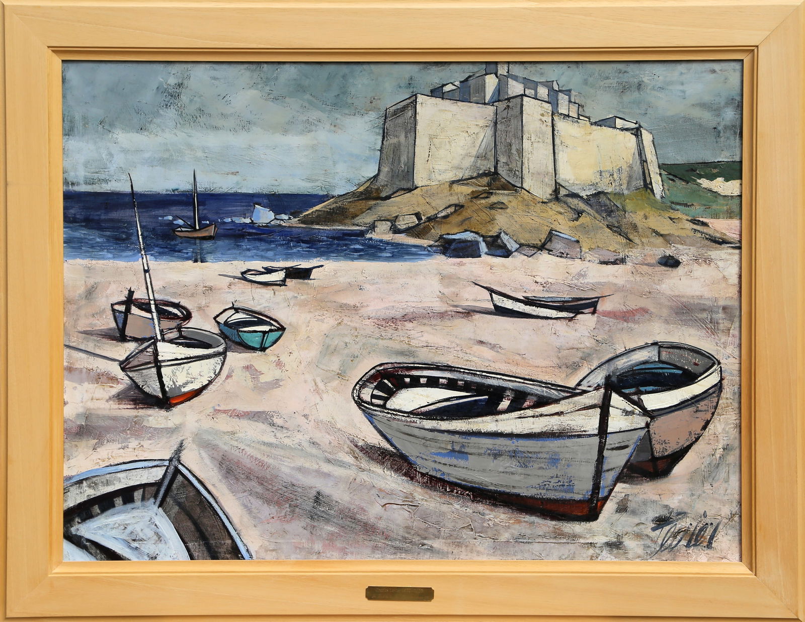 Charles Levier, Le Bord de la Mer, Oil Painting: Artist: Charles Levier, French (1920 - 2003) Title: Le Bord de la Mer Year: circa 1970 Medium: Oil on Canvas, signed lower right Size: 30 in. x 40 in. (76.2 cm x 101.6 cm) Frame Size: 36 x 46 inches