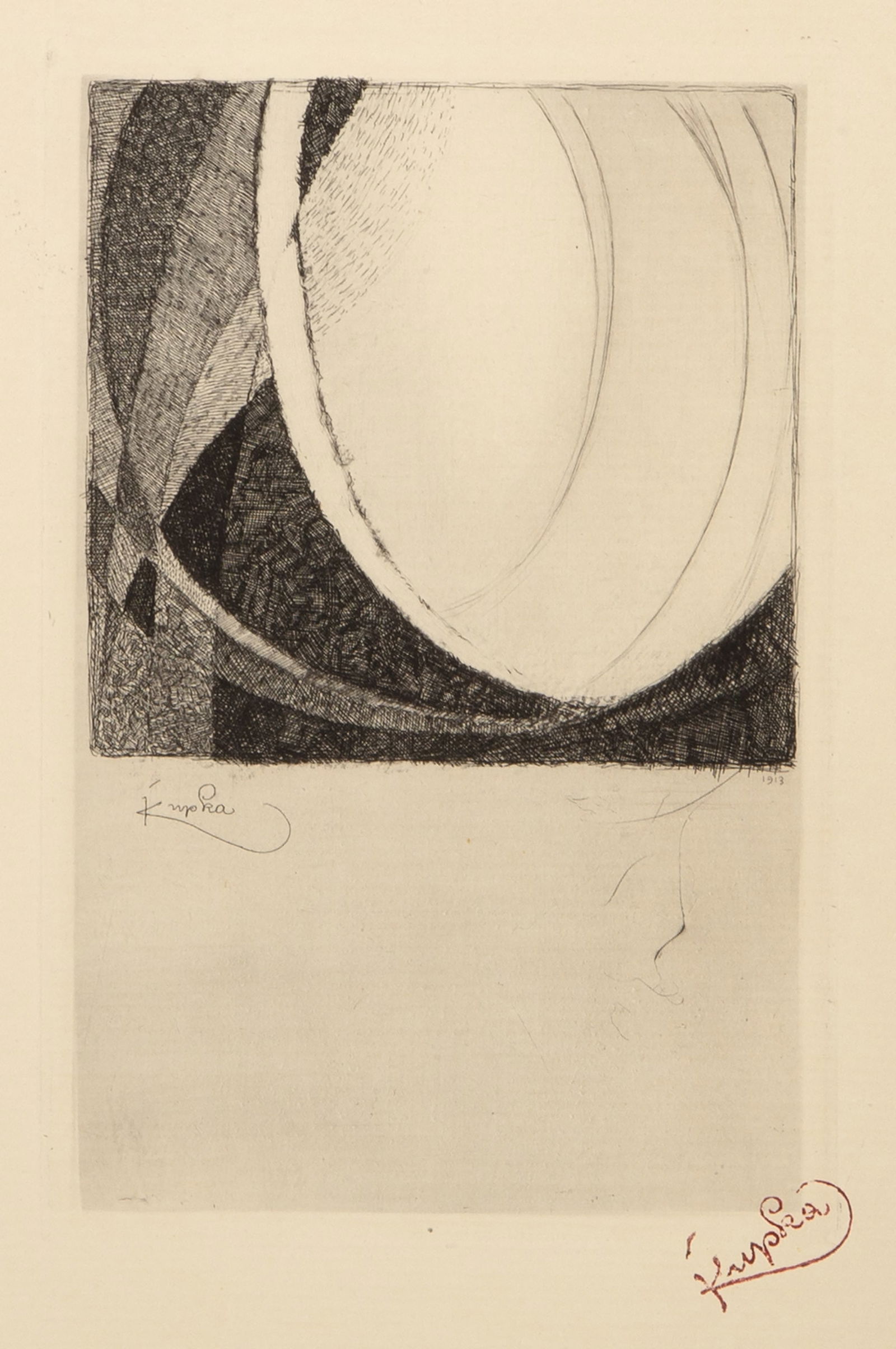 Frantisek Kupka, Amorpha, Etching: Artist: Frantisek Kupka, Czech (1871 "? 1957) Title: Amorpha Year: 1913 Medium: Etching on Richard de Bas, signed in the plate Image Size: 9 x 5.75 inches Size: 20.25 x 12.75 in. (51.44 x 32.39 cm) De