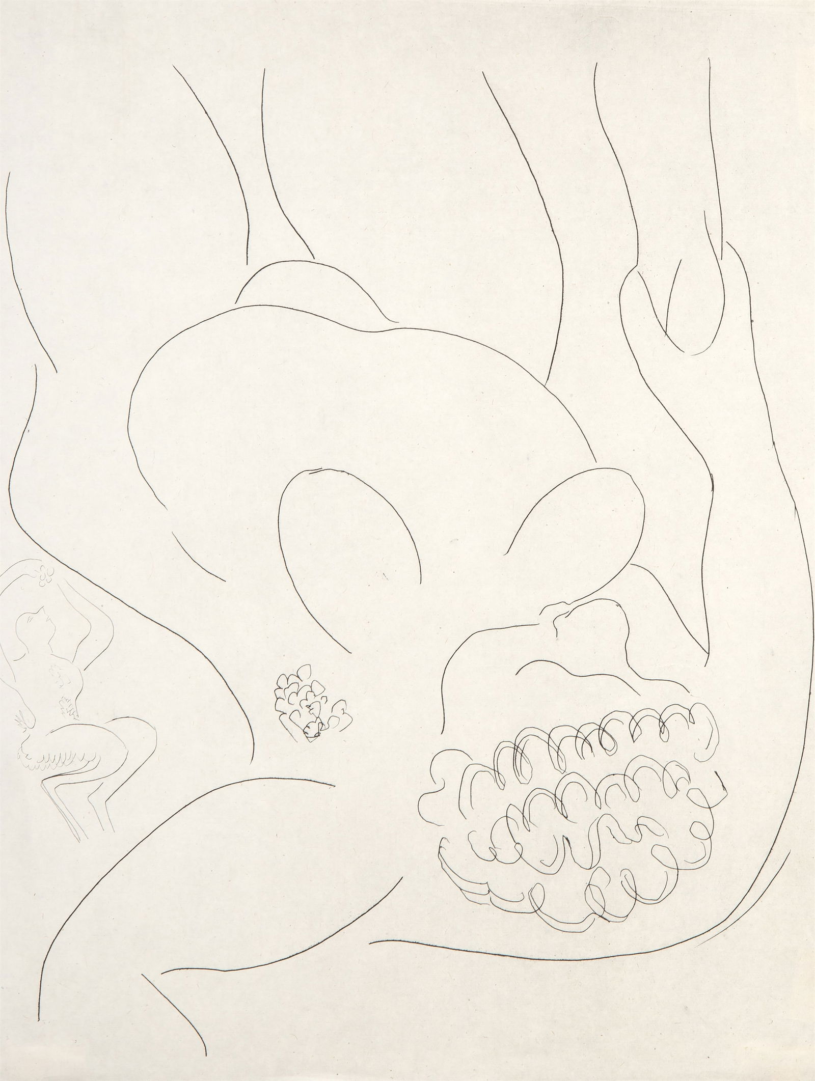 Henri Matisse, Reclining Female Nude, Etching: Artist: Henri Matisse, French (1869 - 1954) Title: Reclining Female Nude Portfolio: Poesies de Stephane Mallarme Year: 1930 Medium: Etching Size: 13 x 9.5 in. (33.02 x 24.13 cm) Printer: Roger Lacouri