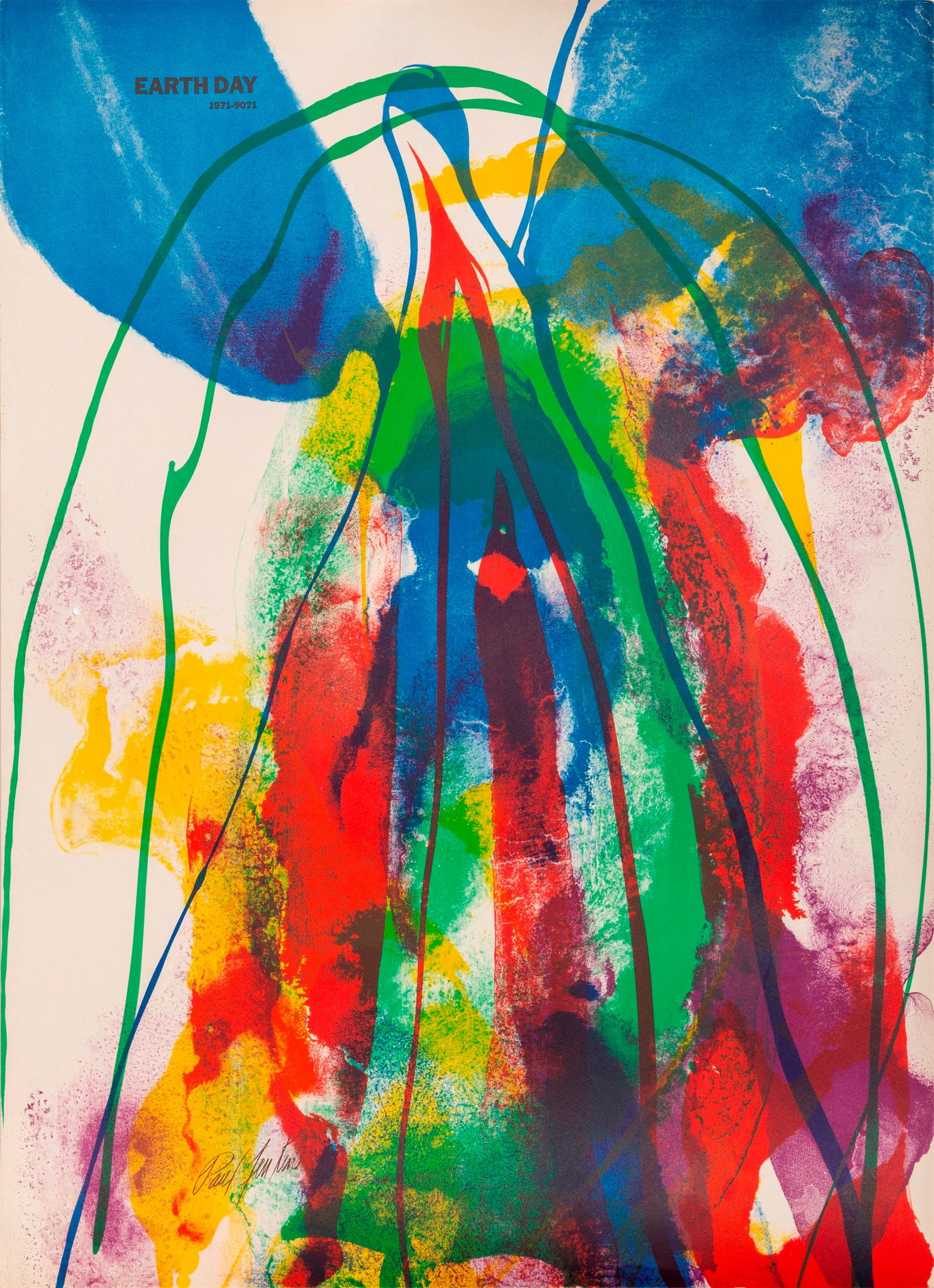 Paul Jenkins, Earth Day, Lithograph: Artist: Paul Jenkins, American (1923 - 2012) Title: Earth Day Year: 1971 Medium: Lithograph, signed in the plate Size: 29 in. x 21.5 in. (73.66 cm x 54.61 cm)