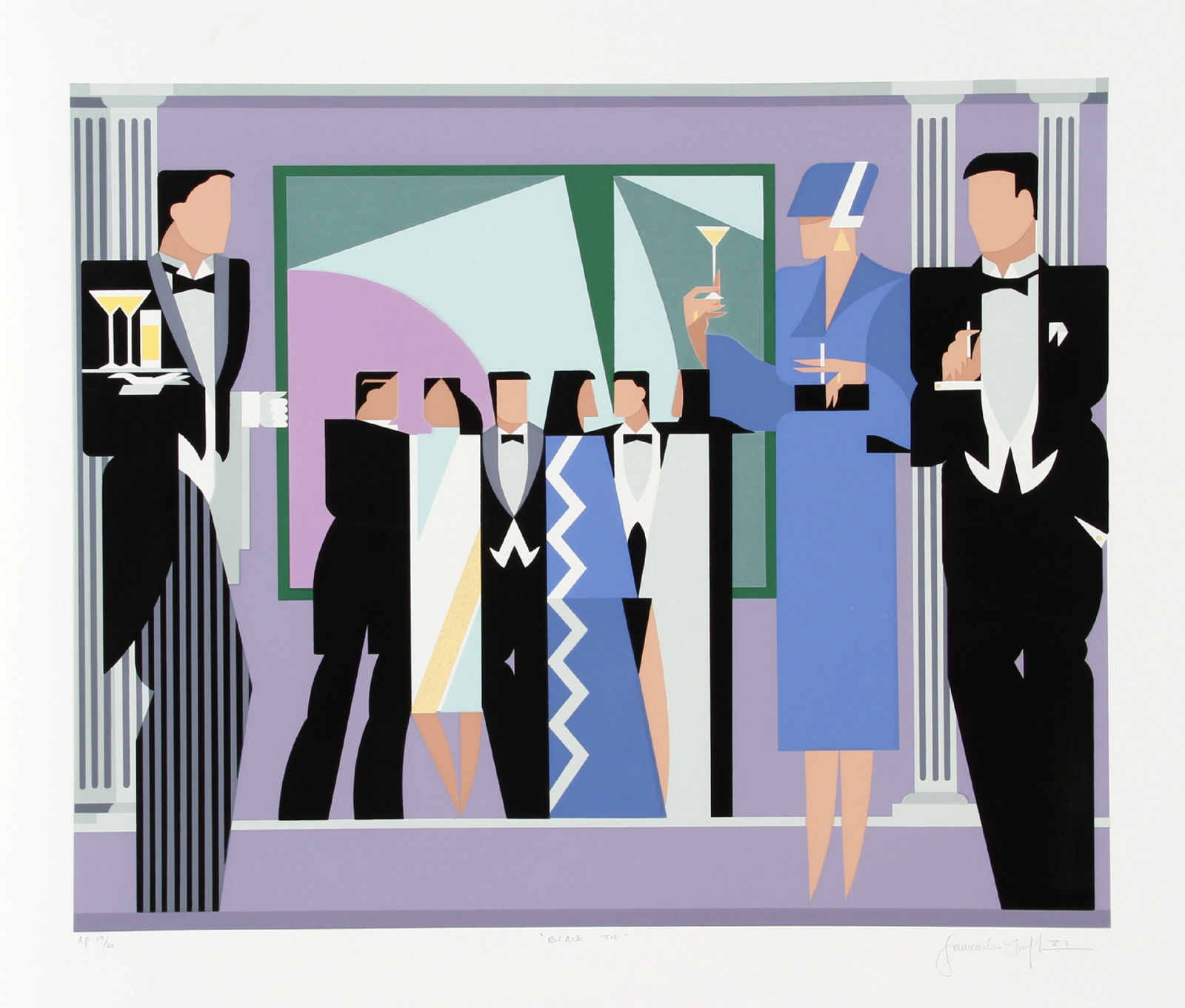 Giancarlo Impiglia, Black Tie, Screenprint: Artist: Giancarlo Impiglia, Italian/American (1940 - ) Title: Black Tie Year: 1983 Medium: Screenprint, signed and numbered in pencil Edition: 300, AP 40 Image Size: 22 x 26 inches Size: 30 in. x 33 i