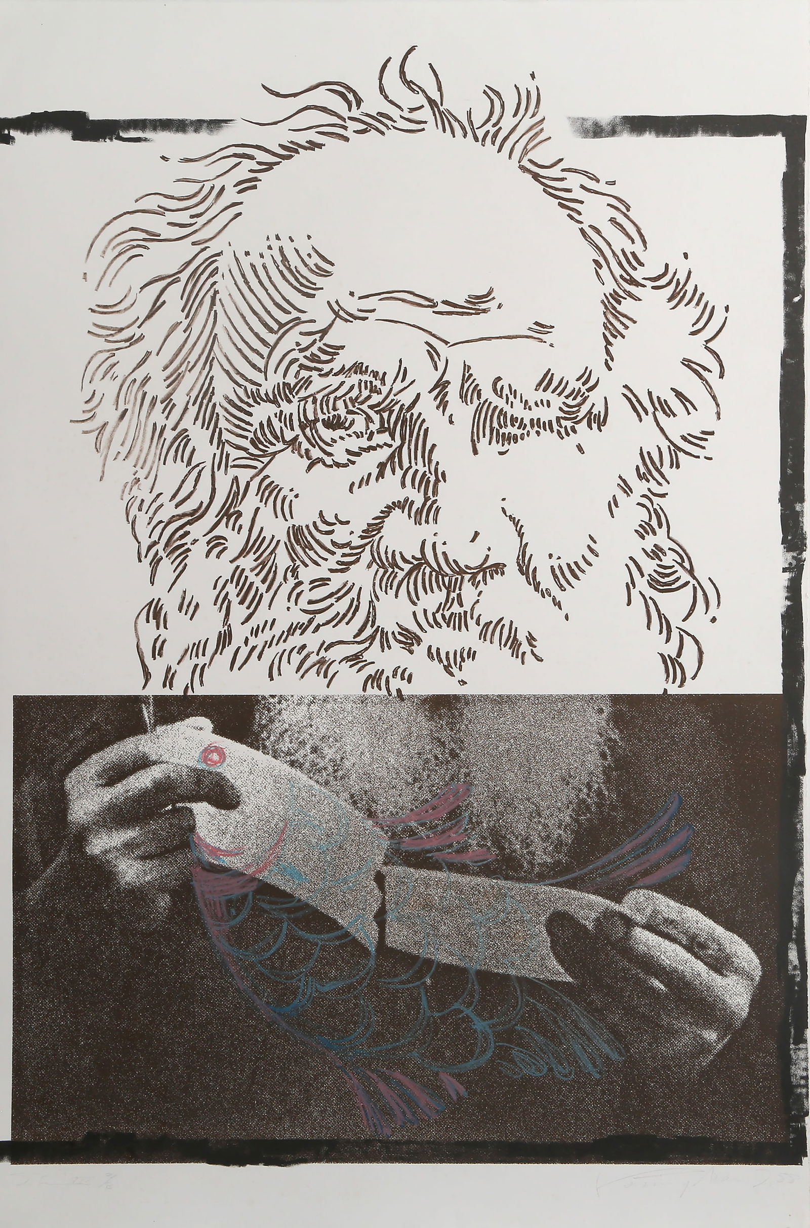 Komar and Melamid (Vitaly Komar and Alexander Melamid), Peace I, Monoprint Screenprint: Artist: Komar and Melamid (Vitaly Komar and Alexander Melamid), Russian (1943/5 - ) Title: Peace I Year: 1988 Medium: Monoprint Screenprint with hand coloring, signed, numbered, titled and dated in pe