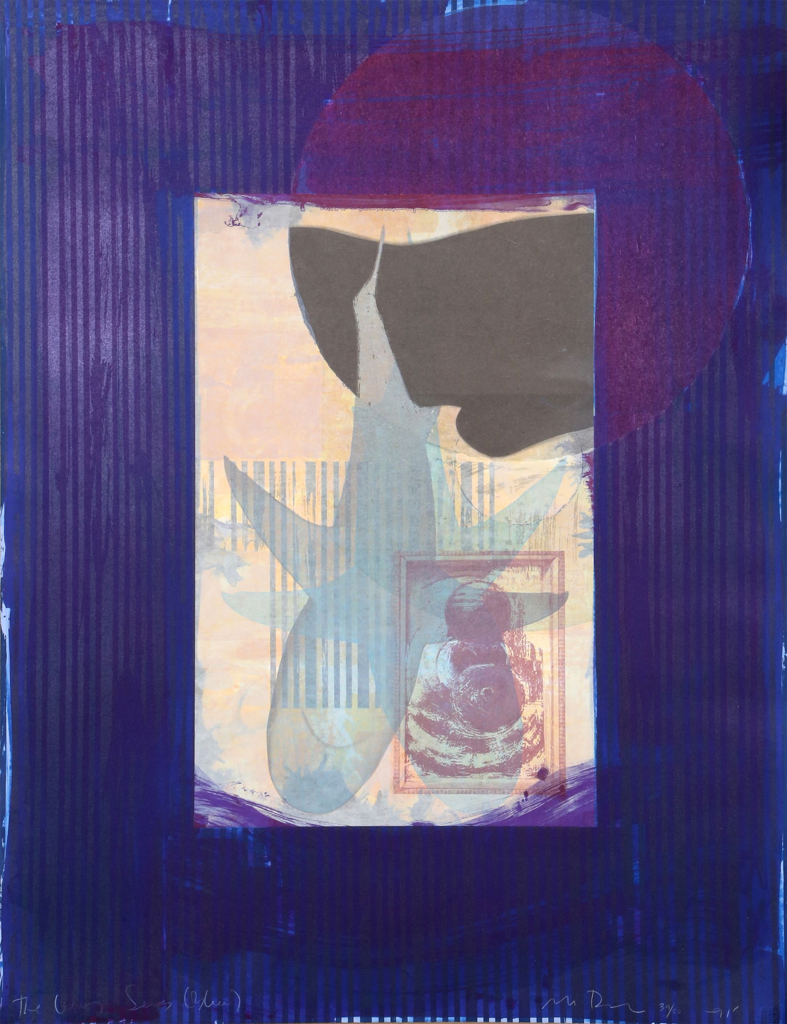 Michael David, Blue from the Being Series, Lithograph: Artist: Michael David, American (1954 - ) Title: Blue from the Being Series Year: 1991 Medium: Lithograph, signed and numbered in pencil Edition: 50 Size: 46 x 35 in. (116.84 x 88.9 cm)