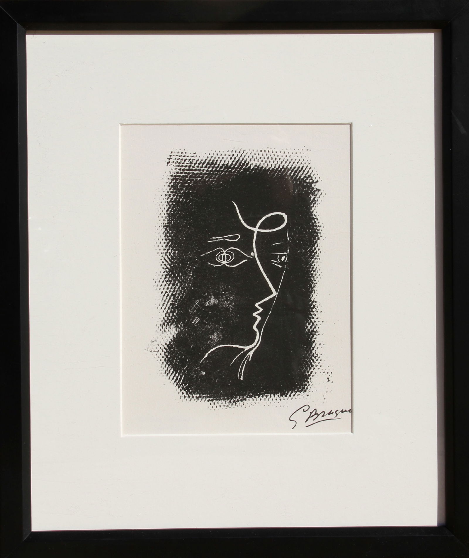 Georges Braque, Profil de Femme, Lithograph: Artist: Georges Braque, French (1882 - 1963) Title: Profil de Femme from Souvenirs de Portraits d'Artistes. Jacques Pr?vert: Le Coeur ? l'ouvrage (M.25) Year: 1972 Medium: Lithograph, signed in the pl