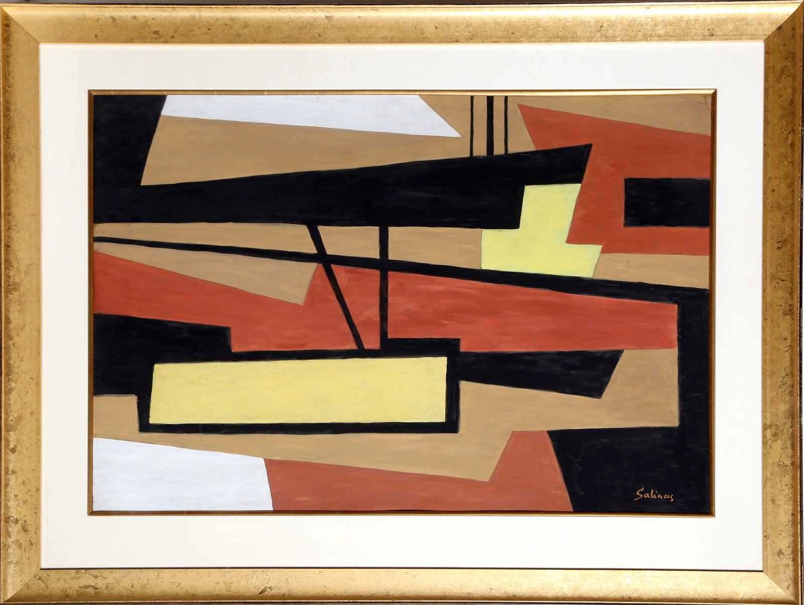 Laurent Marcel Salinas, Cubist Composition, Gouache Painting: Artist: Laurent Marcel Salinas, Egyptian/French (1913 - 2010) Title: Cubist Composition Year: circa 1945 Medium: Gouache on Board, signed lower right Size: 29 x 41 in. (73.66 x 104.14 cm) Frame Size: