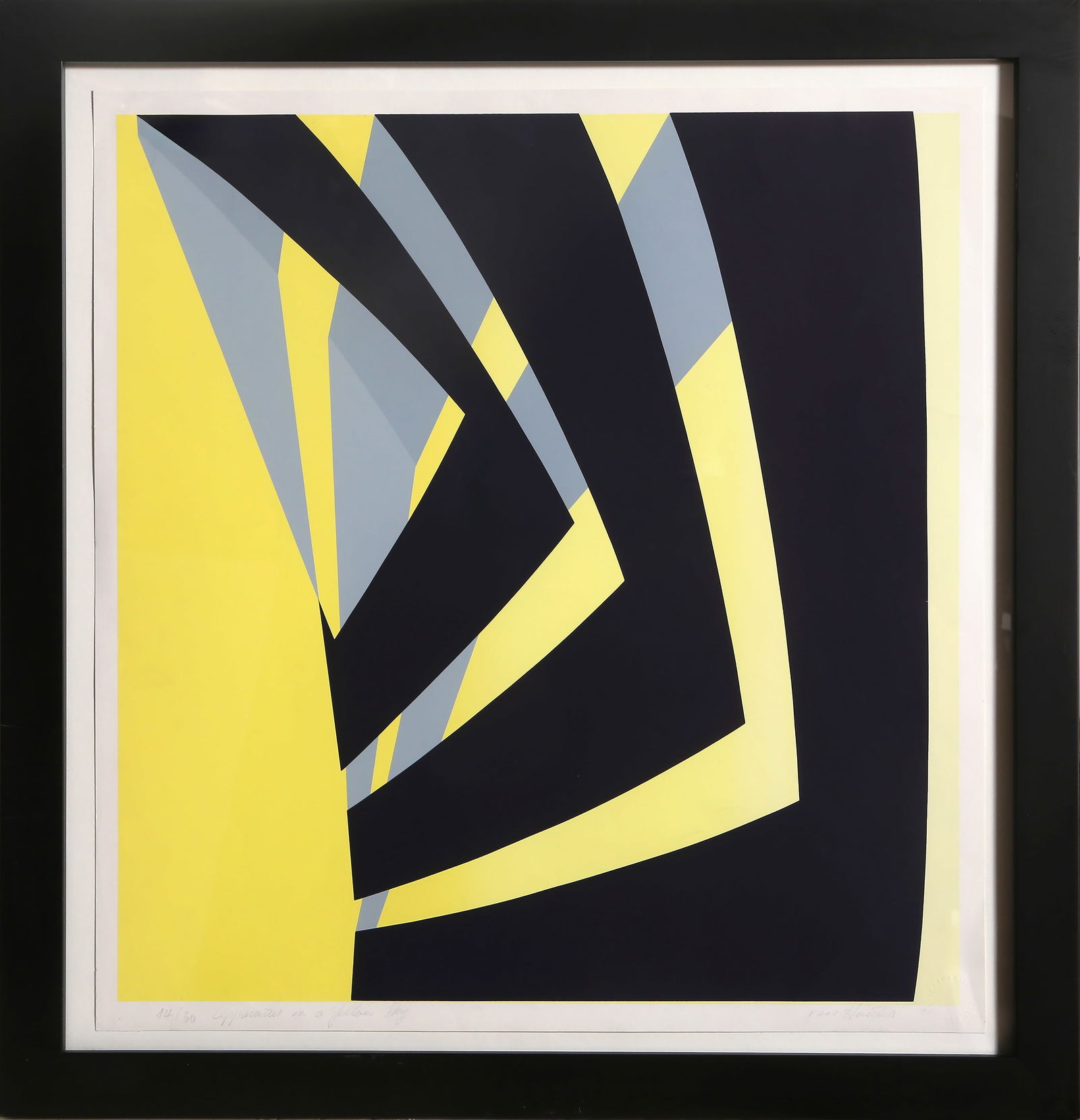 Kate Van Houten, A Yellow Sky, Screenprint: Artist: Kate Van Houten, American (1940 "? ) Title: A Yellow Sky Year: 1970 Medium: Screenprint, signed, titled and numbered in pencil Edition: 14/30 Image Size: 22.5 x 21 inches Size: 24 x 22.5 in. (