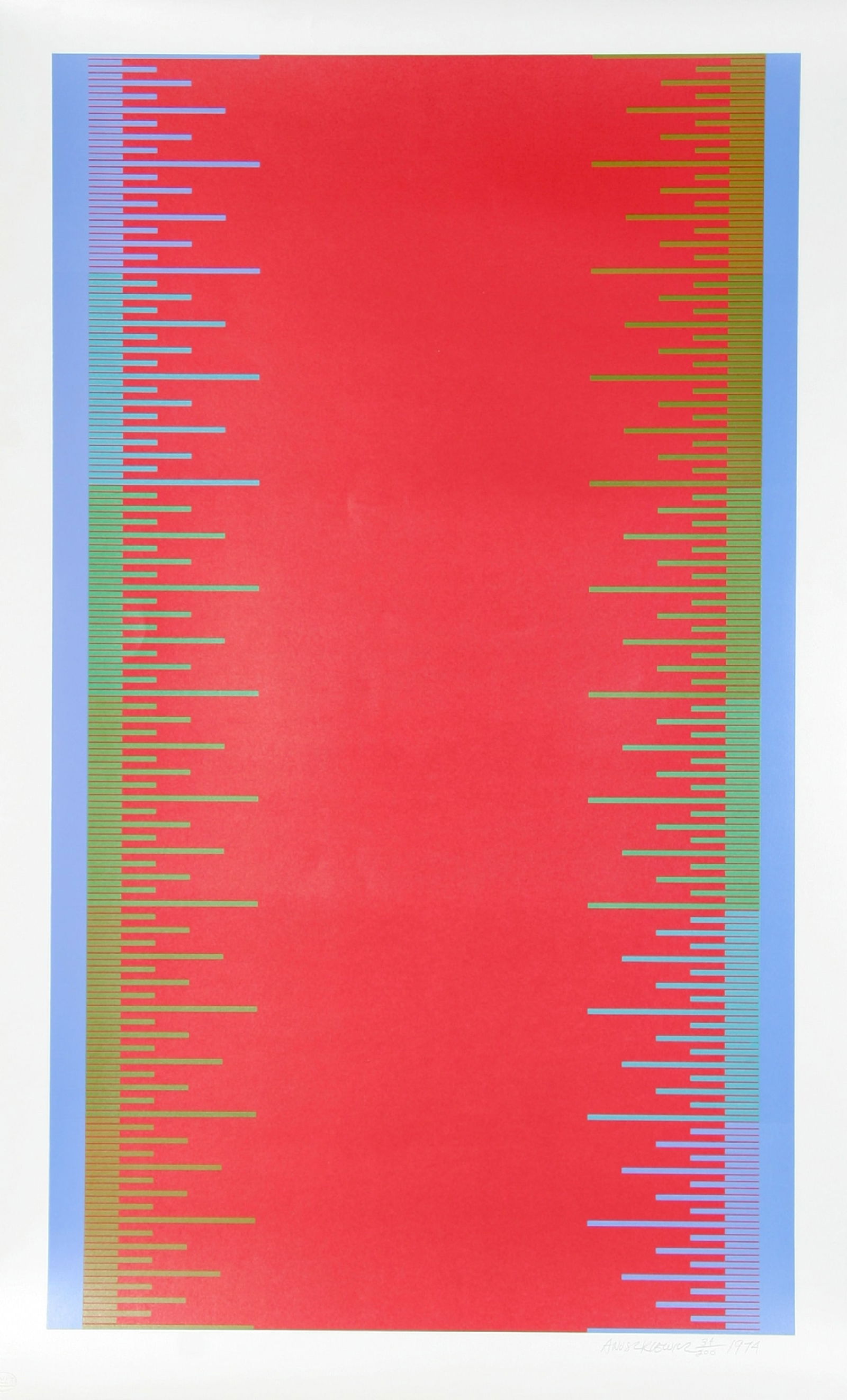 Richard Anuszkiewicz, Olympics 1976, Screenprint: Artist: Richard Anuszkiewicz, American (1930 "? 2020) Title: Olympics 1976 Year: 1974 Medium: Screenprint, signed and numbered in pencil Edition: 200 Size: 40 in. x 25 in. (101.6 cm x 63.5 cm)