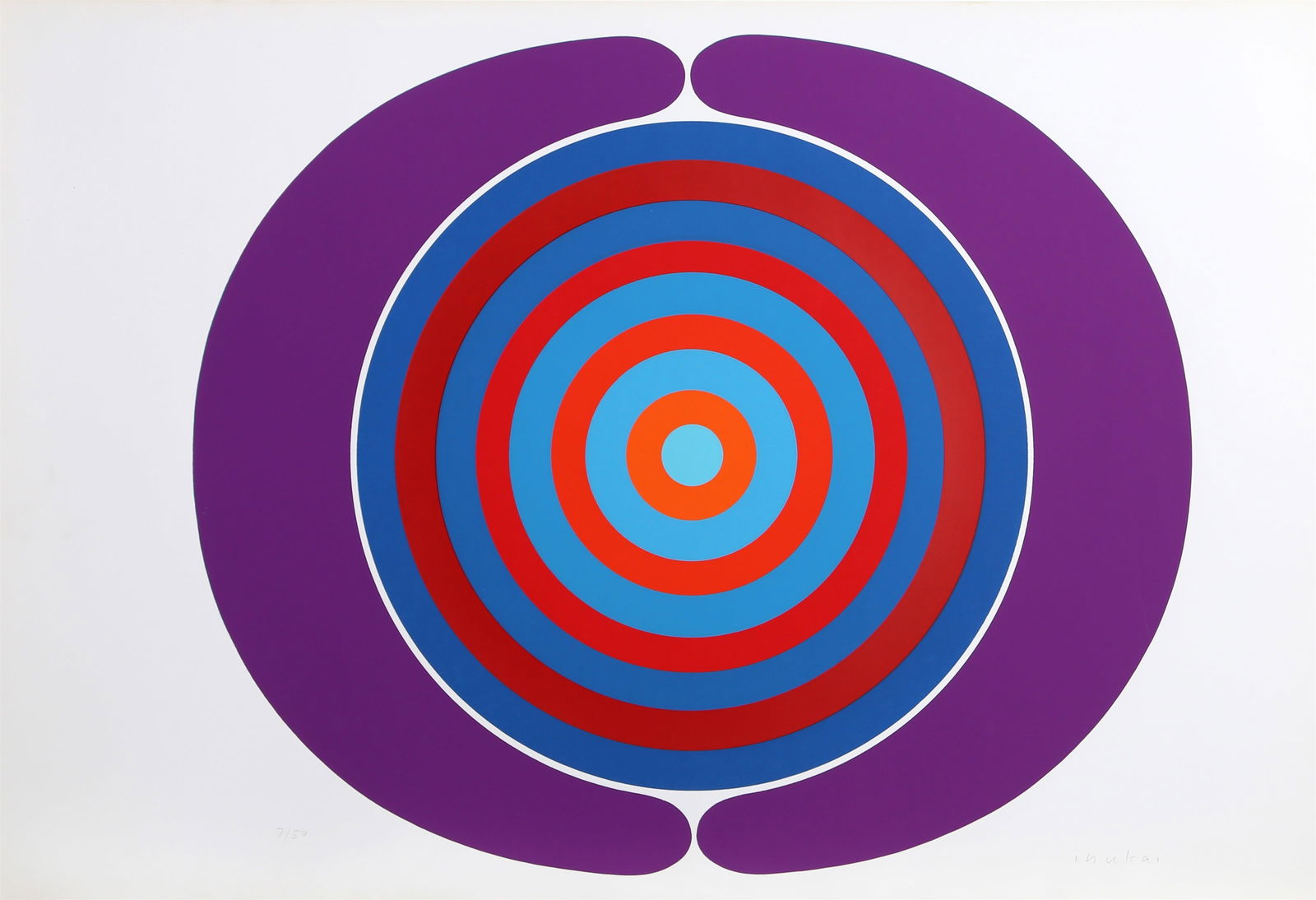 Kyohei Inukai (aka Earle Goodenow), Force Field, Screenprint: Artist: Kyohei Inukai (aka Earle Goodenow), American (1913 - 1985) Title: Force Field (Purple) Year: circa 1970 Medium: Screenprint, signed and numbered in pencil Edition: 7/50 Image Size: 21 x 25