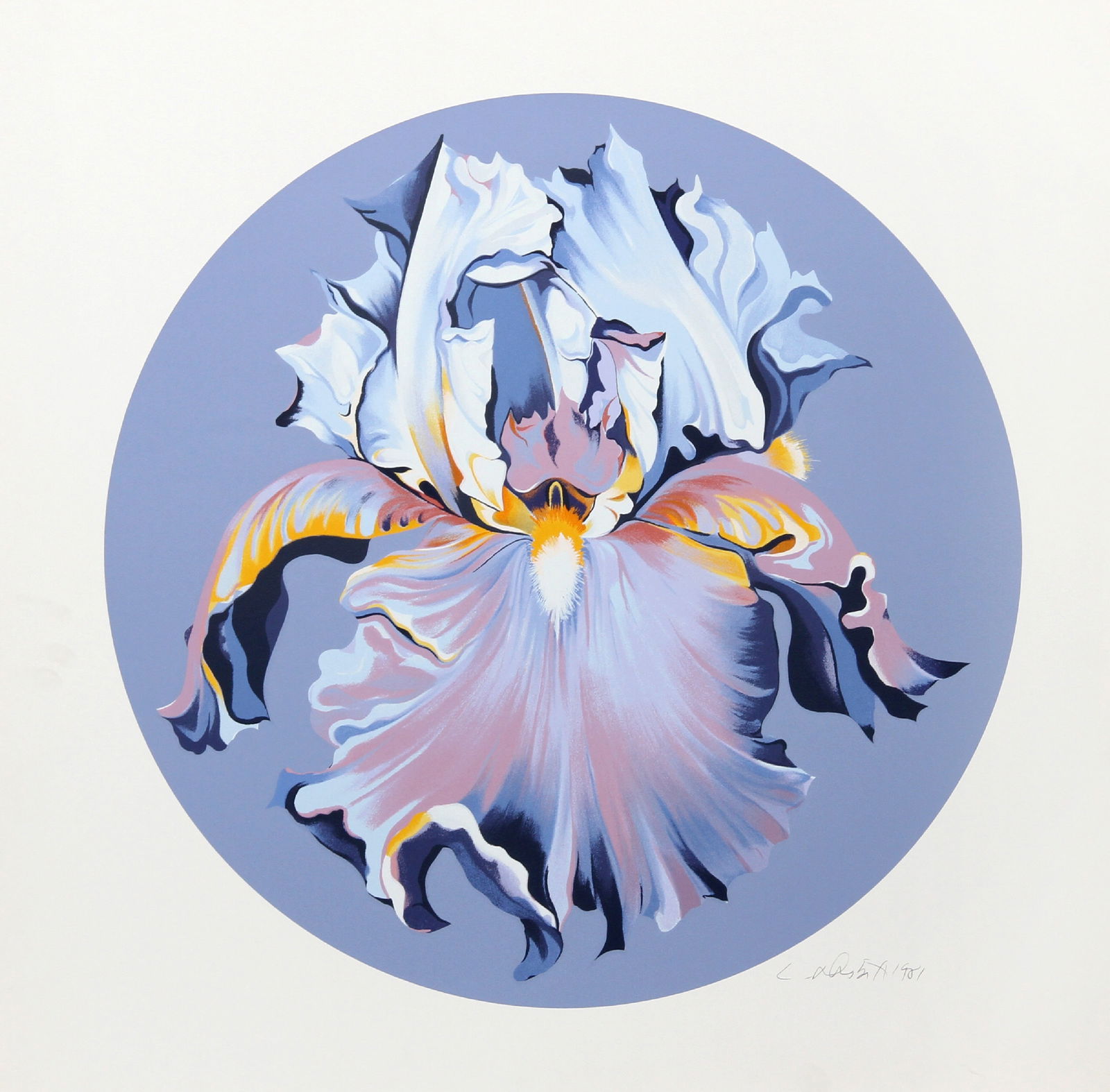 Lowell Blair Nesbitt, Iris on Blue III, Screenprint (1 of 1)