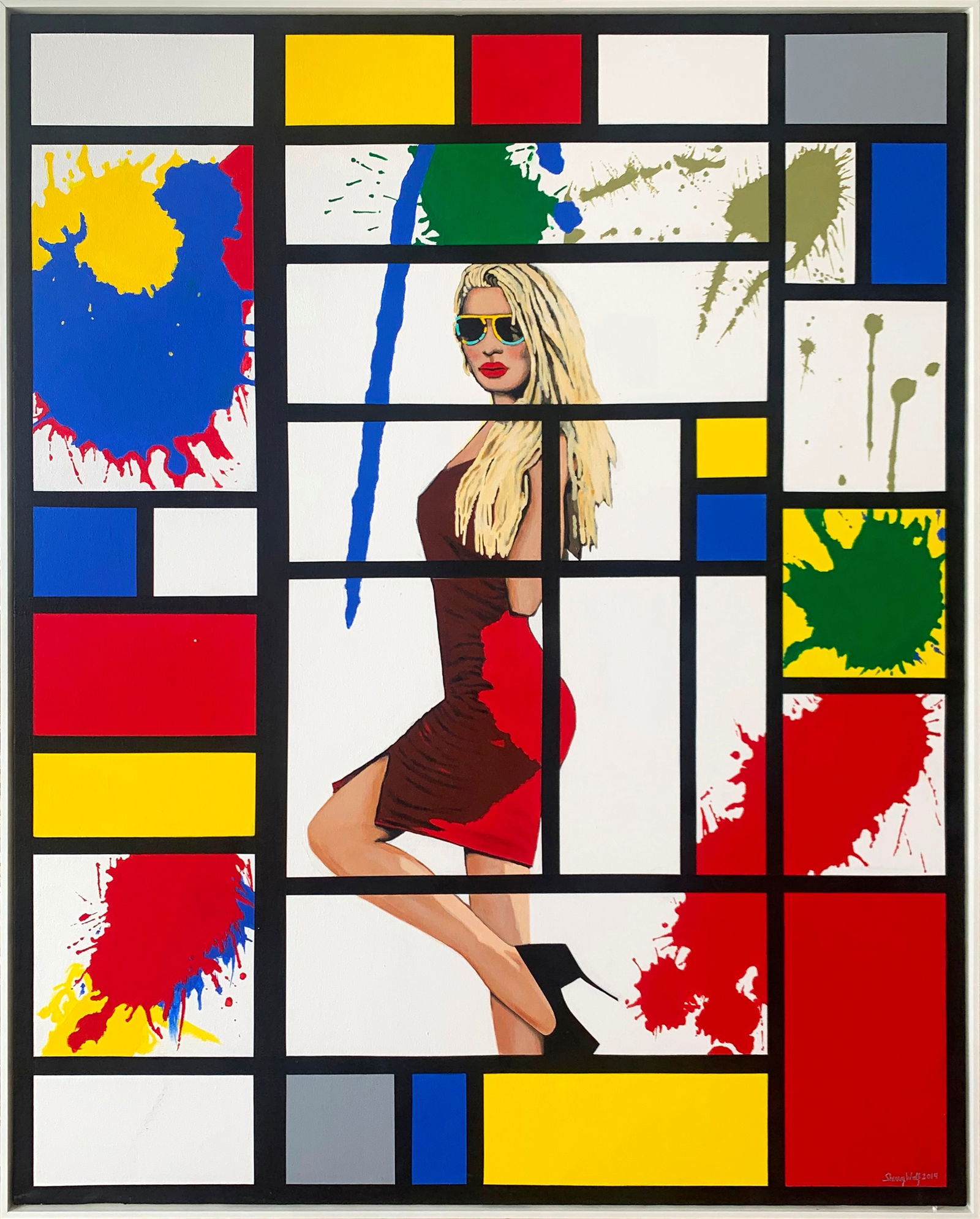 Sherry Wolf, Girl in Red Dress, Acrylic Painting: Artist: Sherry Wolf, American Title: Girl in Red Dress Year: 2014 Medium: Acrylic on Canvas, signed and dated lower right Size: 60 x 48 in. (152.4 x 121.92 cm) Description: A blend of Photorealism and