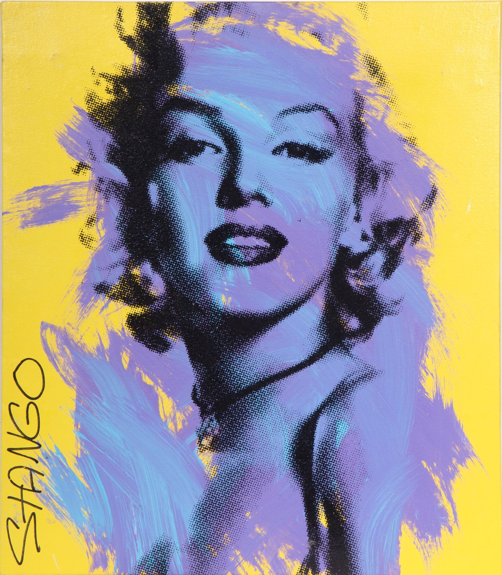 John Stango, Yellow, Blue Marilyn, Acrylic and Screenprint Painting (1 of 5)