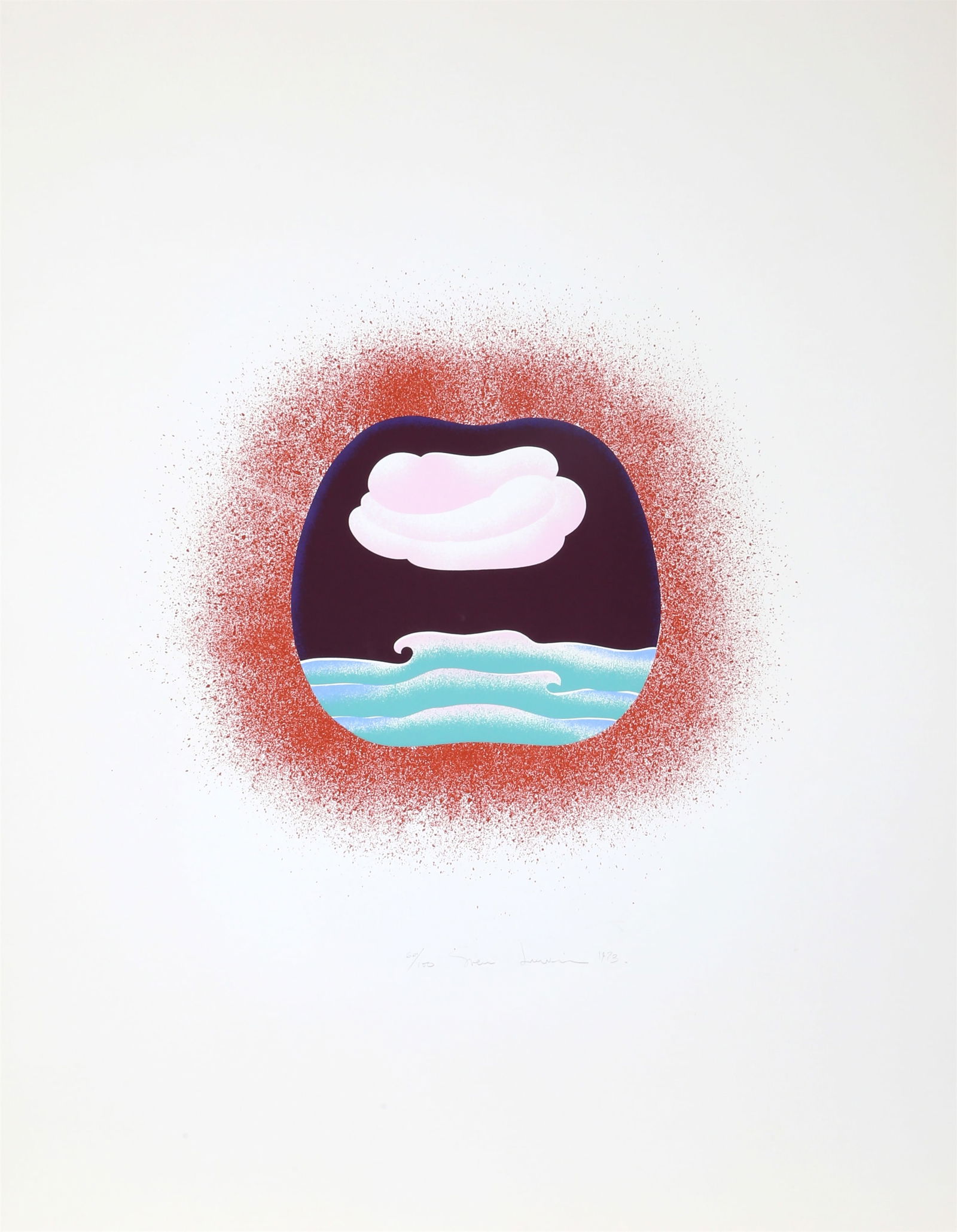 Sven Lukin, Untitled - Seascape with Cloud, Screenprint: Artist: Sven Lukin, Latvian/American (1934 - ) Title: Untitled - Seascape with Cloud Year: 1973 Medium: Screenprint, signed and numbered in pencil Edition: 150 Image Size: 27 x 21 inches Size: 45 x 35