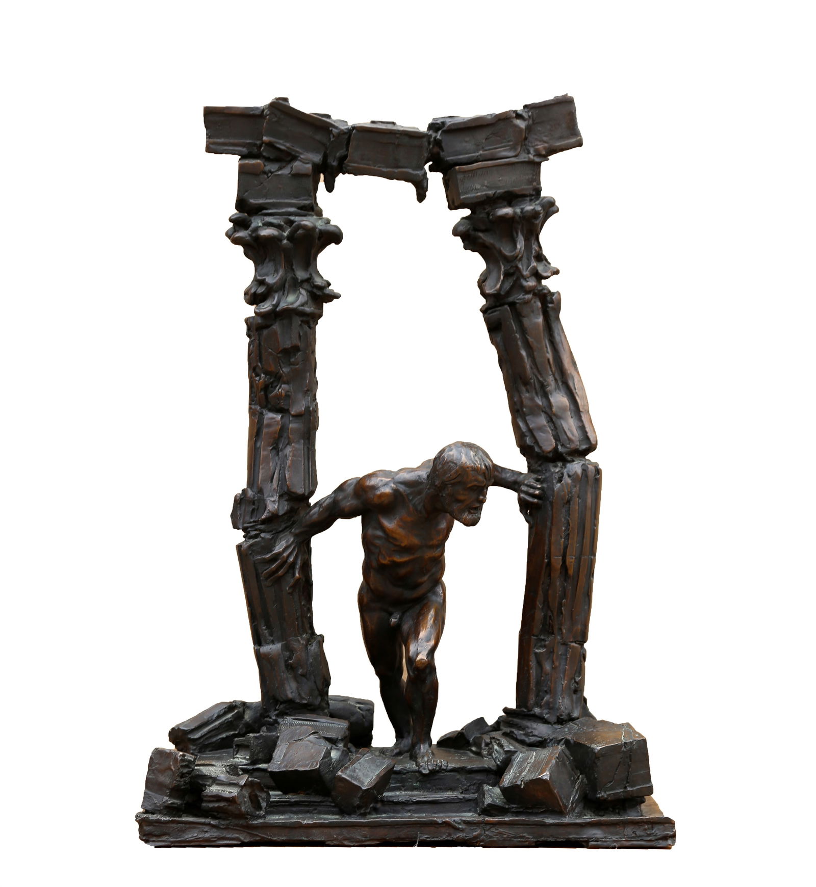 Arnold Goldstein, Samson, Bronze Sculpture: Artist: Arnold Goldstein, American (1937 "? ) Title: Samson Year: 1971 Medium: Bronze Sculpture, signature and numbering inscribed Edition: 1/7 Size: 29.5 x 21 x 11.5 in. (74.93 x 53.34 x 29.21 cm) De