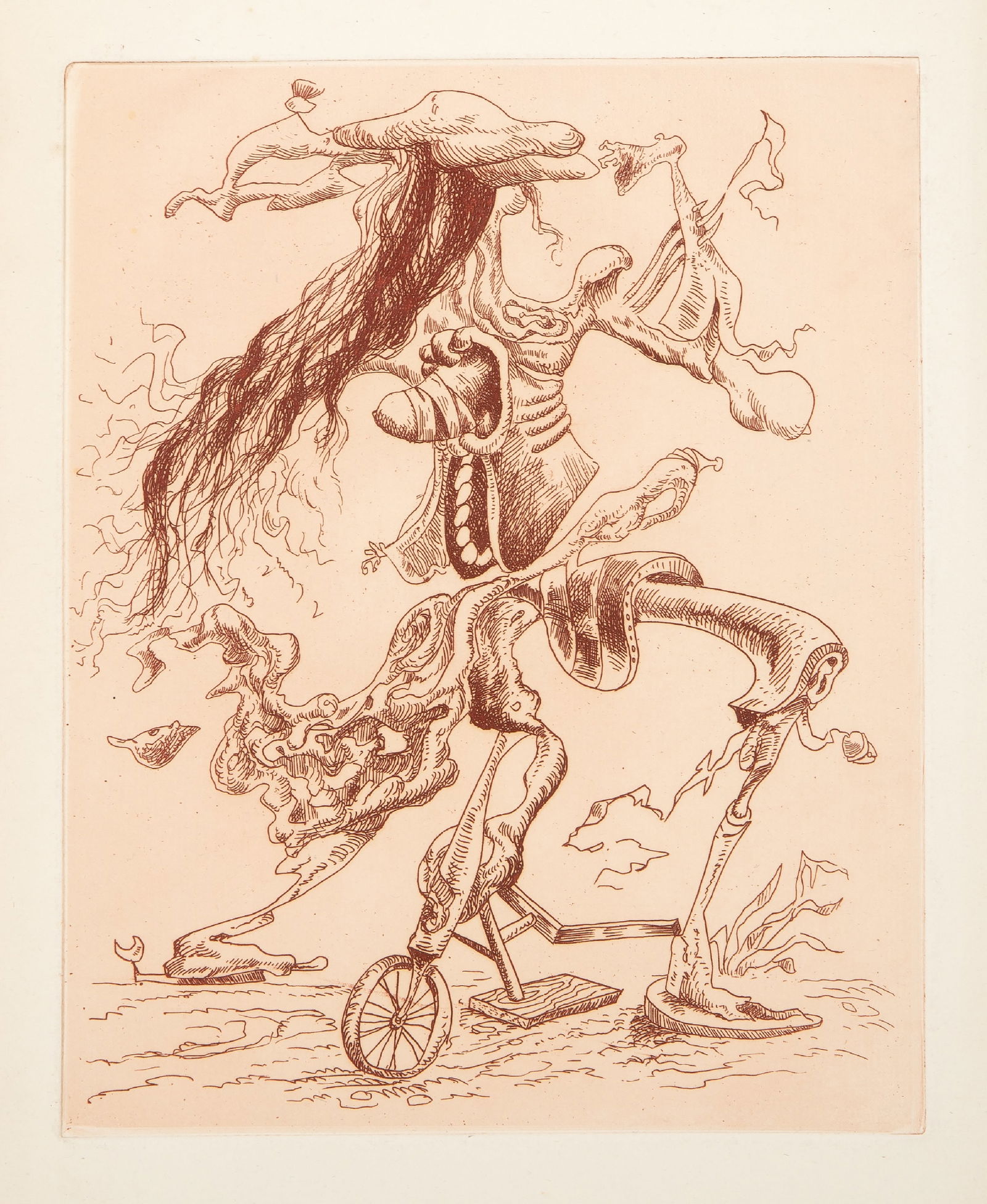 Kurt Seligmann, Une Ecriture Lisible V, Etching: Artist: Kurt Seligmann, Swiss-American (1900 "? 1962) Title: Une Ecriture Lisible V Year: circa 1954 Medium: Etching in Sanguine Image Size: 9.5 x 7.5 inches Size: 13 x 10 in. (33.02 x 25.4 cm) Descri