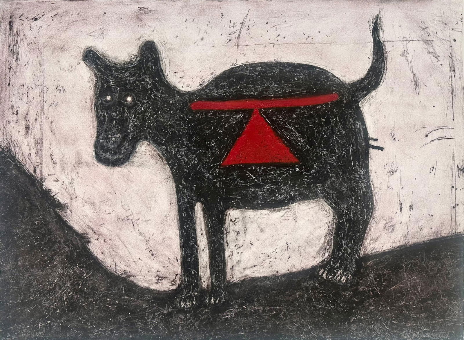 Rufino Tamayo, El Perro Mueve La Cola, Mixografia: Artist: Rufino Tamayo, Mexican (1899 - 1991) Title: El Perro Mueve La Cola Year: 1974 Medium: Mixografia, signed and numbered in pencil Edition: 61/100 Size: 22.25 x 30 in. (56.52 x 76.2 cm) Printer: