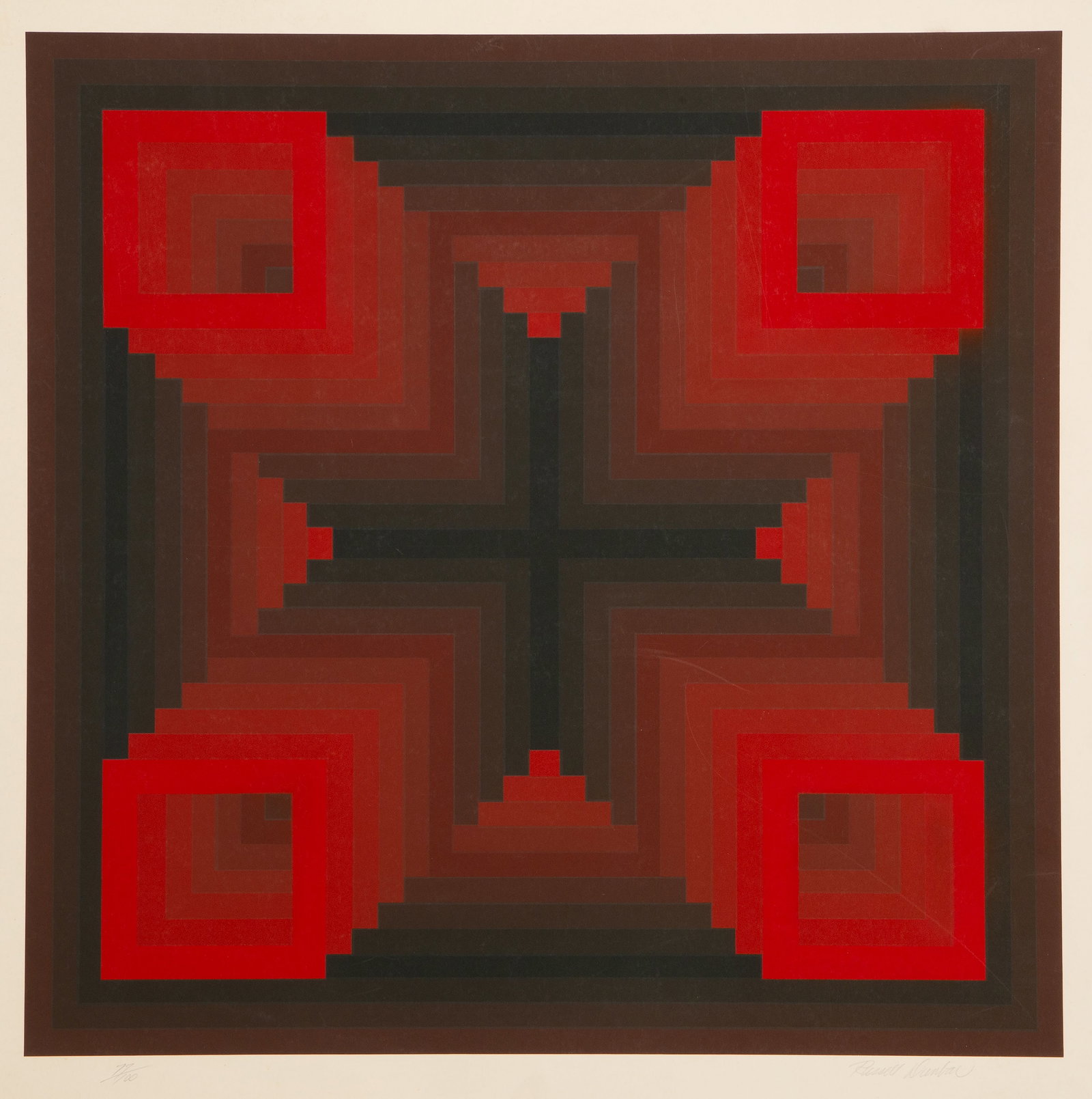 Russell Dunbar, Untitled, Screenprint: Artist: Russell Dunbar, American (1927 - ) Title: Untitled Year: circa 1970 Medium: Screenprint, signed and numbered in pencil Edition: 100 Image Size: 23 x 23.25 inches Size: 27 x 27.25 in. (68.58 x