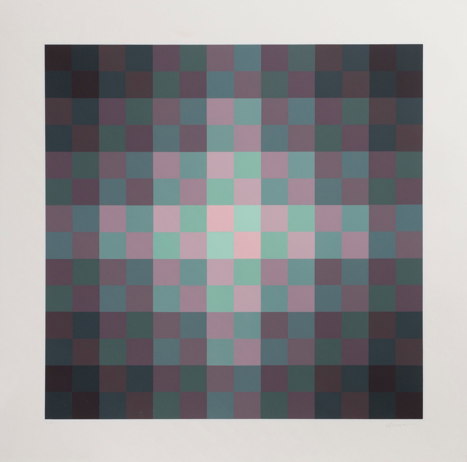 Hugo Demarco, Relations Couleur III, Screenprint: Artist: Hugo Demarco, Argentine (1932 - 1995) Title: Relations Couleur III Year: 1973 Medium: Screenprint on board, signed and numbered in pencil Edition: 31/200 Image Size: 24 x 24 inches Size: 29.5