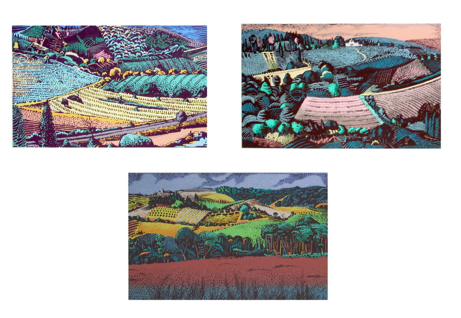 Milton Glaser, Lot of Three Italian Landscape Screenprints (1 of 4)