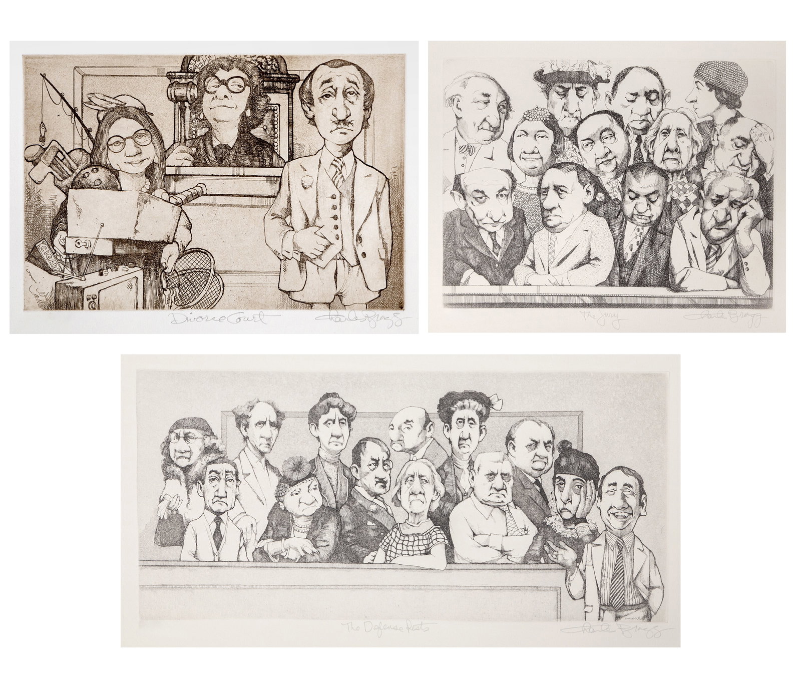 Charles Bragg, Three Courtroom Etchings (1 of 6)
