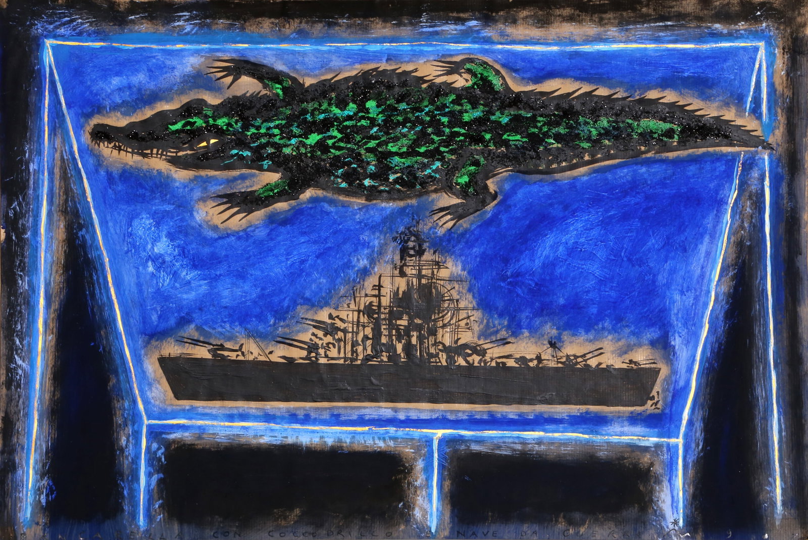 Silvio Merlino, Bancarella con Coccodrillo, Painting on Paper (1 of 3)