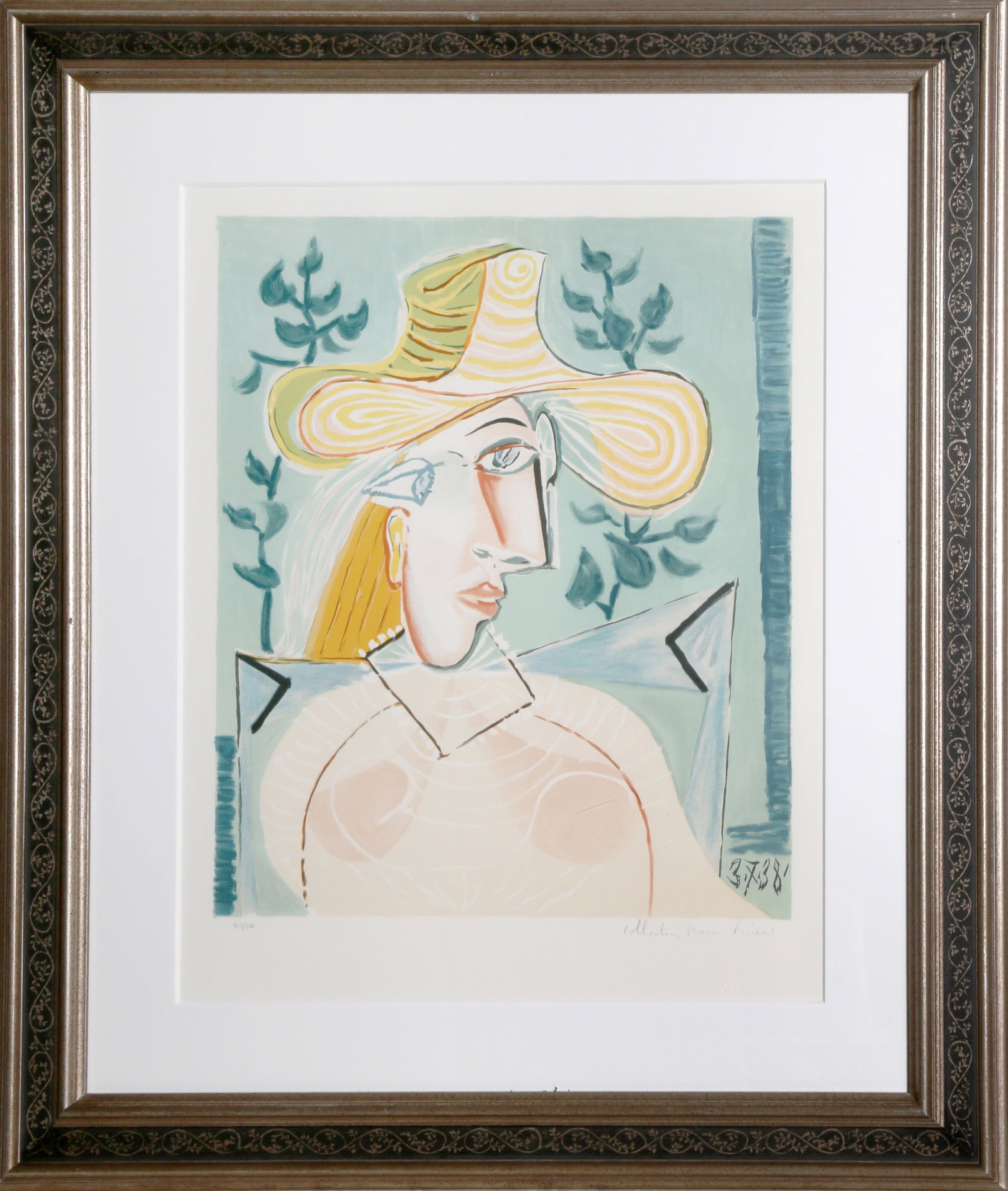 after Pablo Picasso, Femme a la Collerette, Lithograph: Artist: Pablo Picasso, After, Spanish (1881 - 1973) Title: Femme a la Collerette Portfolio: Marina Picasso Estate Lithograph Collection Year: of Original: 1938 | Year Printed: 1979-1982 Medium: Lithog