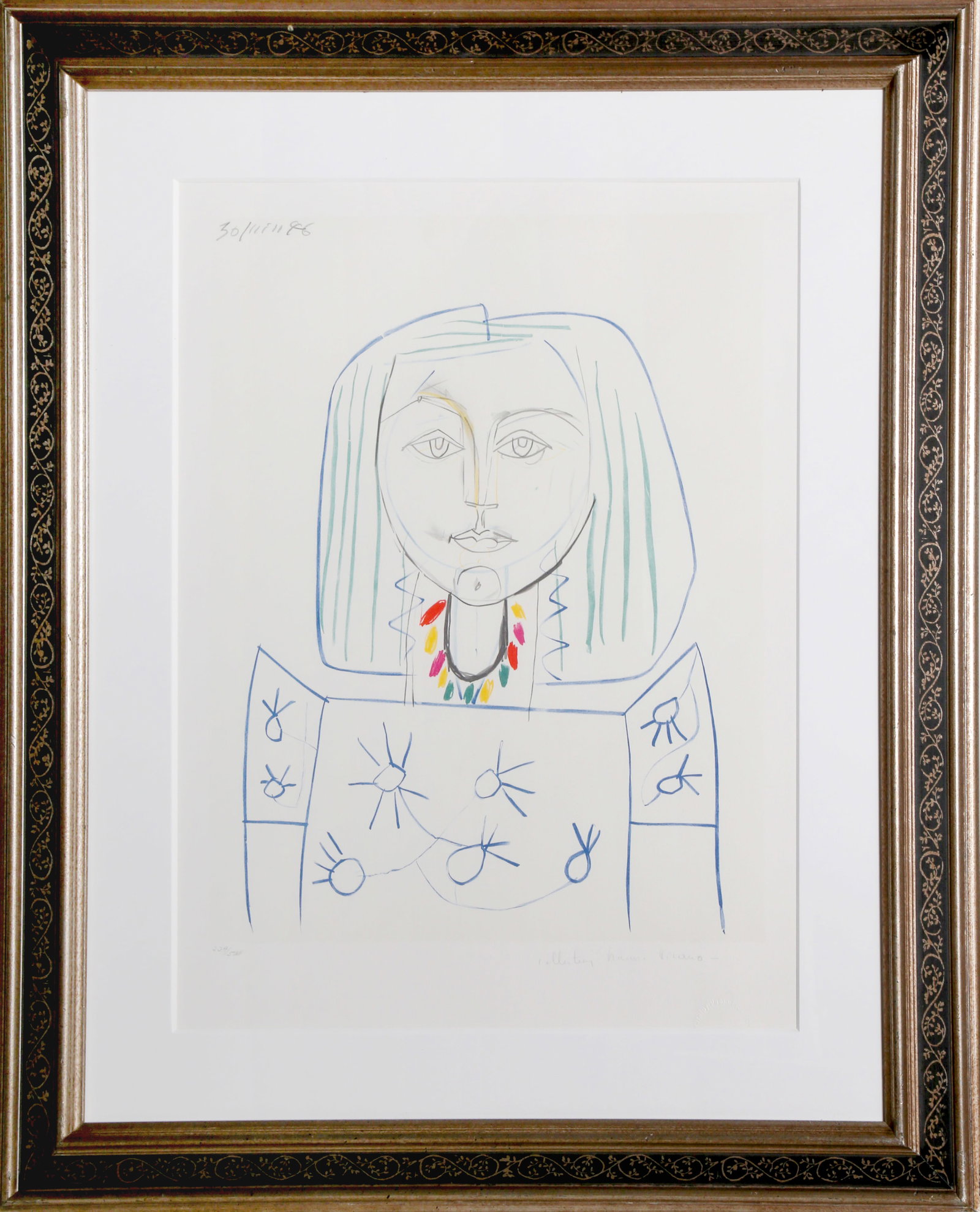 after Pablo Picasso, Portrait de Femme au Collier, Lithograph: Artist: Pablo Picasso, After, Spanish (1881 - 1973) Title: Portrait de Femme au Collier Portfolio: Marina Picasso Estate Lithograph Collection Year: of Original: 1946 | Year Printed: 1979-1982 Medium: